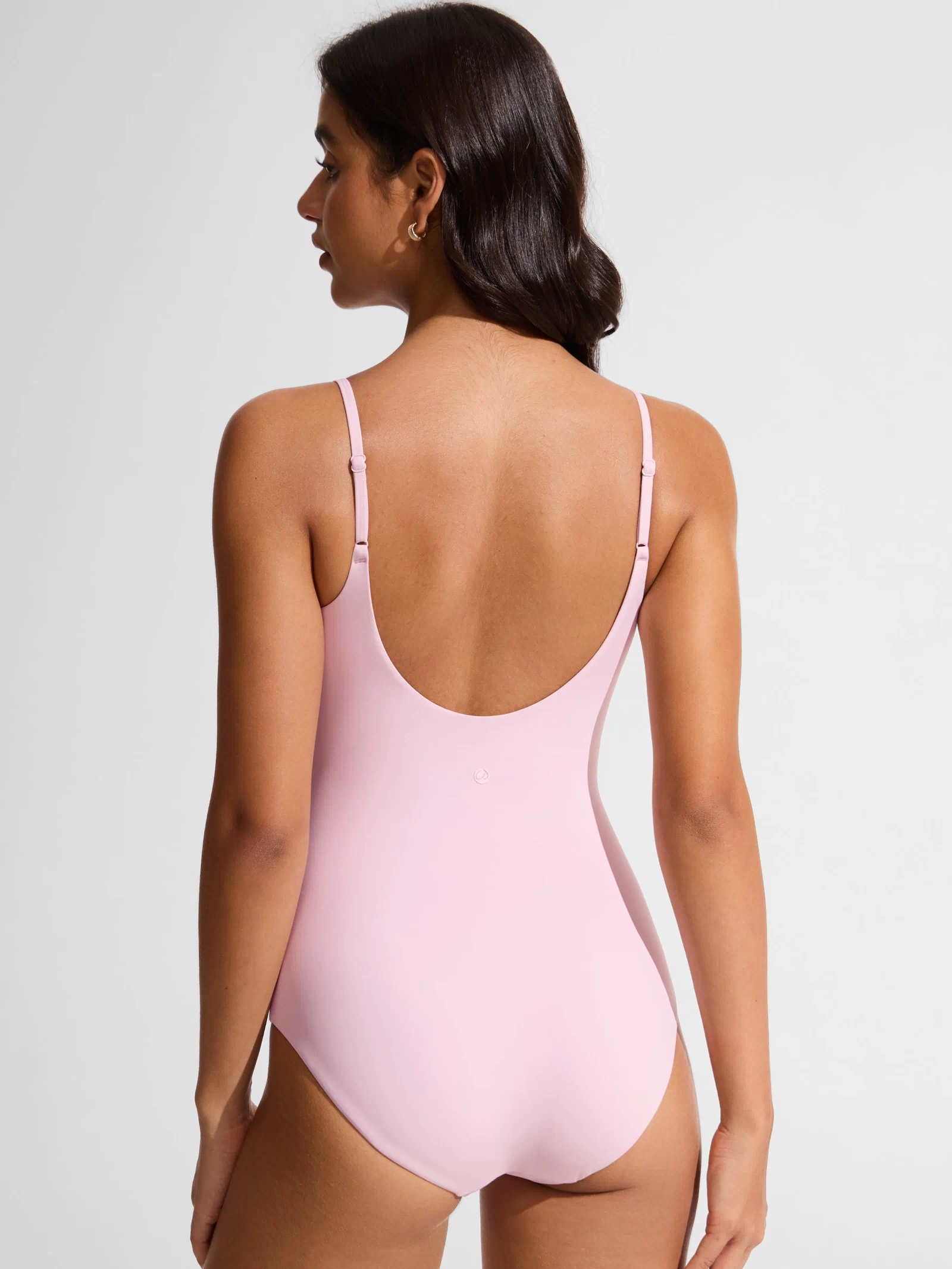 CRZ YOGA Women's Swimwear Nexfeel Scoop Neck U Back One Piece Swimsuit Pink Peony @model_info:L