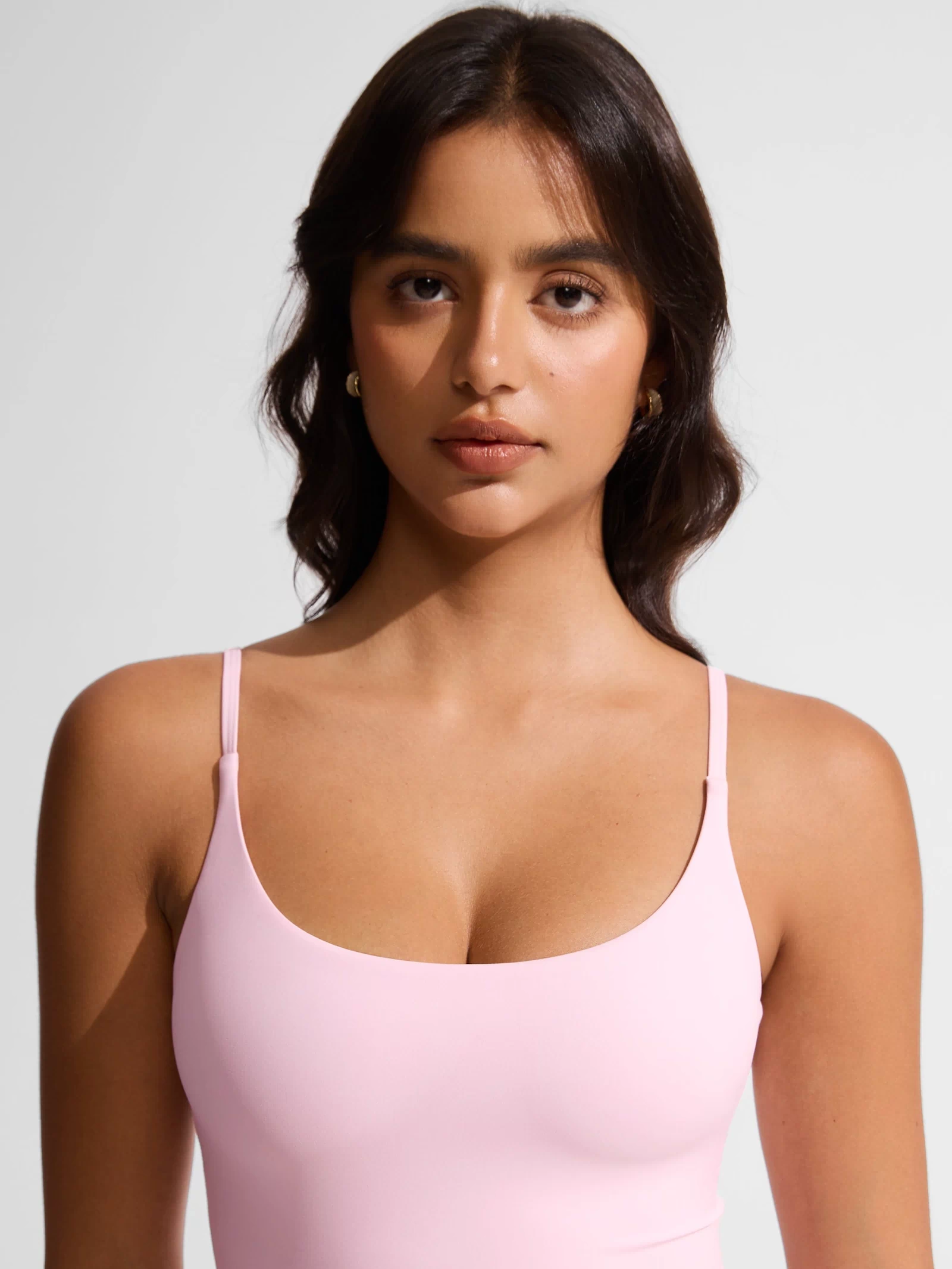 CRZ YOGA Women's Swimwear Nexfeel Scoop Neck U Back One Piece Swimsuit Pink Peony @model_info:L