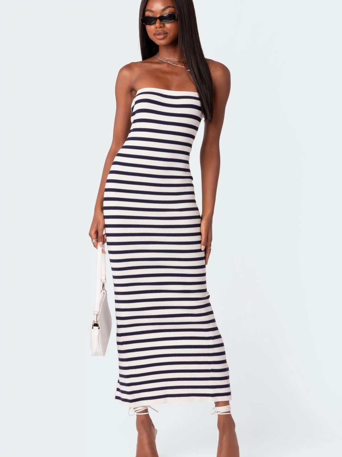 Knit Back Slitted Maxi Dress