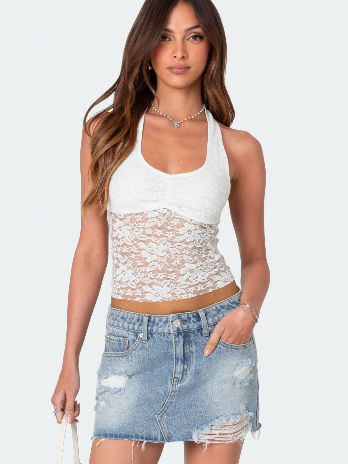 Tia Sheer Lace Halter Top