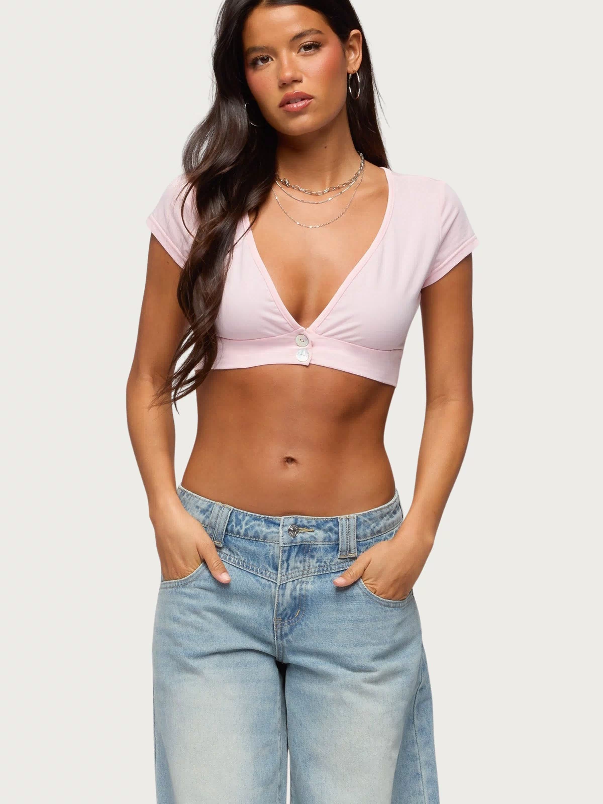 Cecey Button Up Crop Top