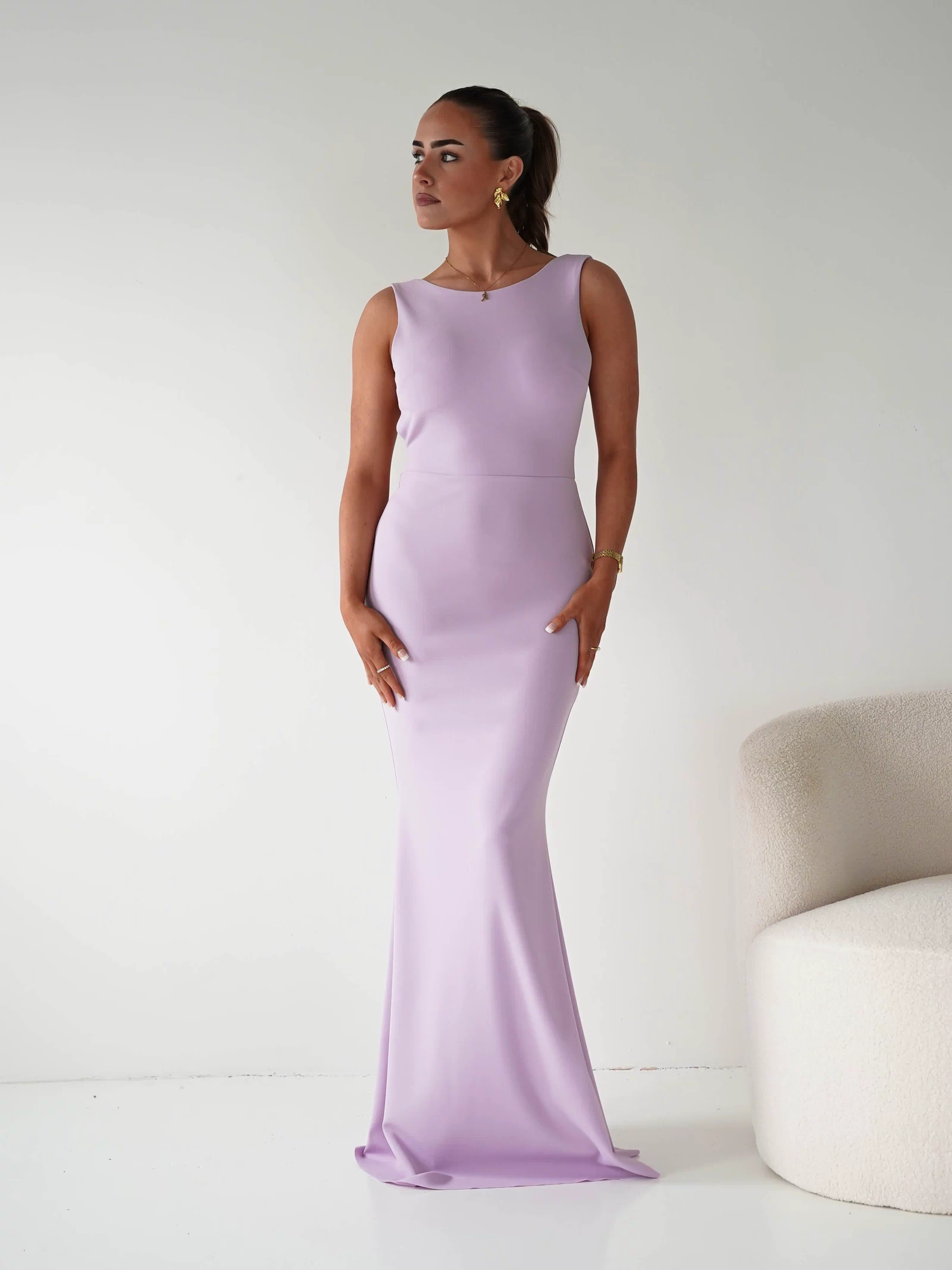 Samantha Bow Detail Maxi Dress | Lilac-Oh Hello Clothing