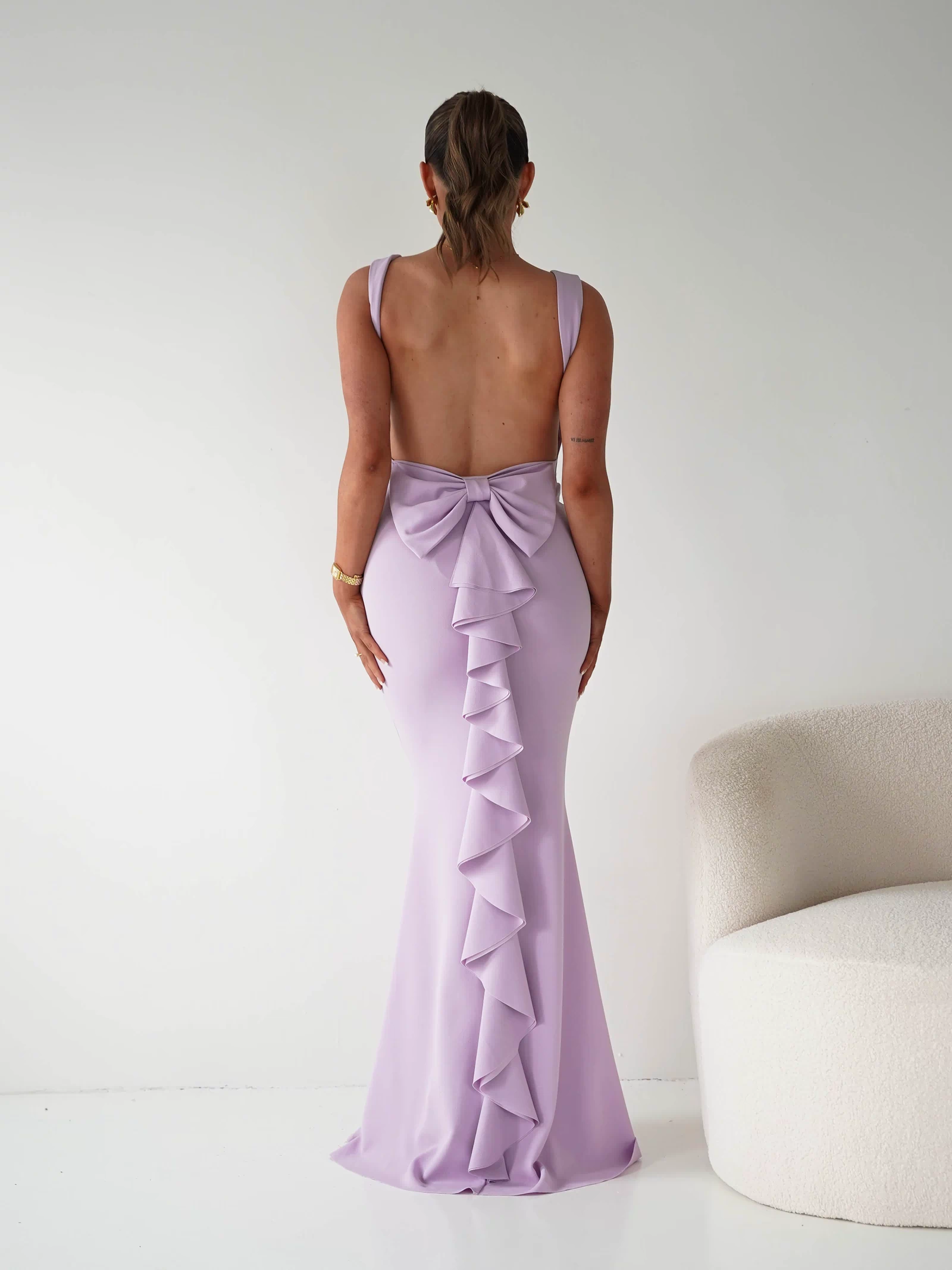 Samantha Bow Detail Maxi Dress | Lilac-Oh Hello Clothing
