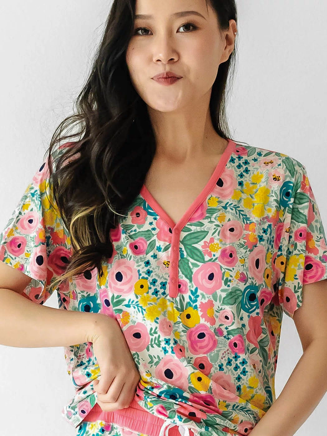 Women's SS PJ Tops - Secret Garden Women's Short Sleeve Bamboo Viscose Pajama Top