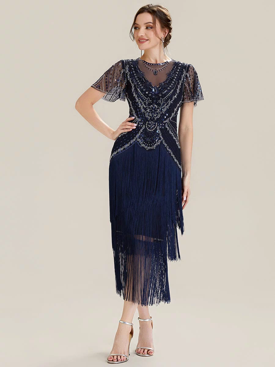ever SOIREE|Sequin Ruffle Sleeve Tiered Dress