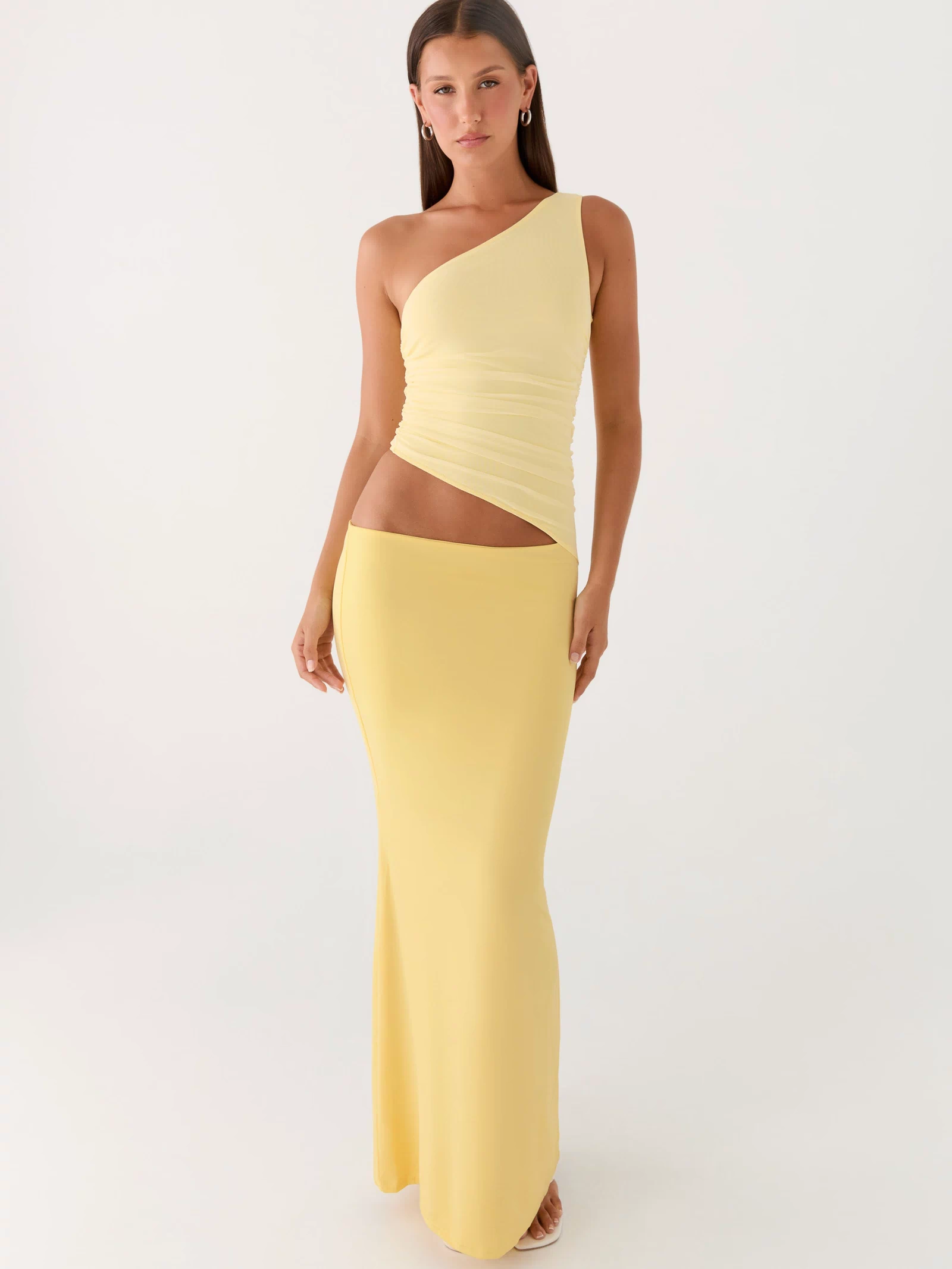 Seranella One Shoulder Maxi Dress - Lemon