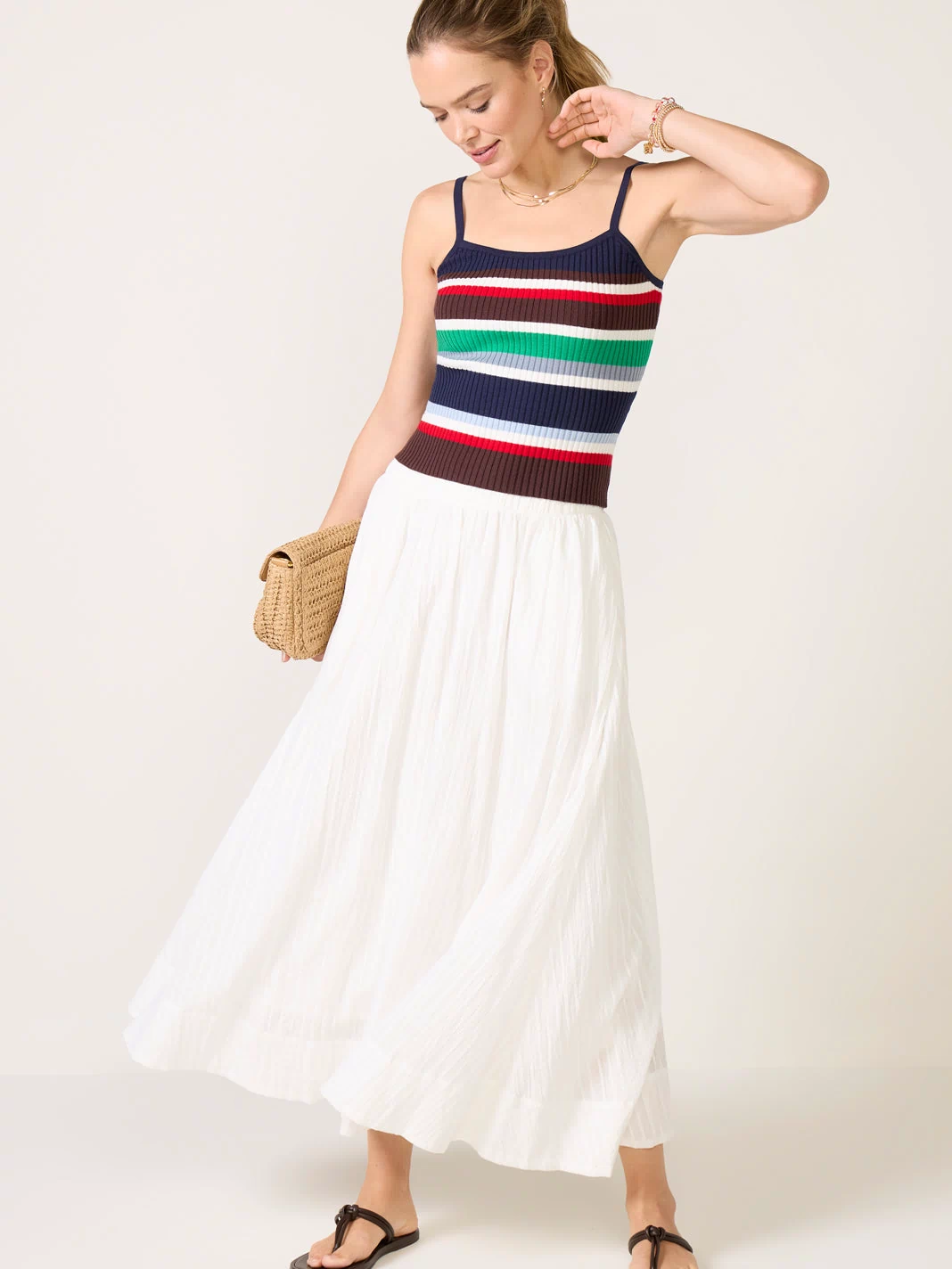 Shadow Stripe Maxi Skirt