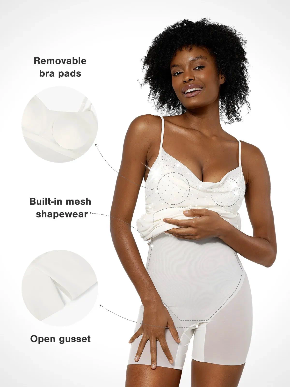 Popilush® built-in shapewear bodysuit showcasing comfort and design