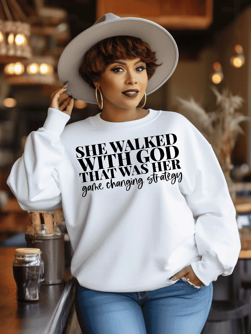 She Walked With God That Was Her Game Changing Strategy CREWNECK SWEATSHIRT  (UNISEX) It Clothing Wear LLC