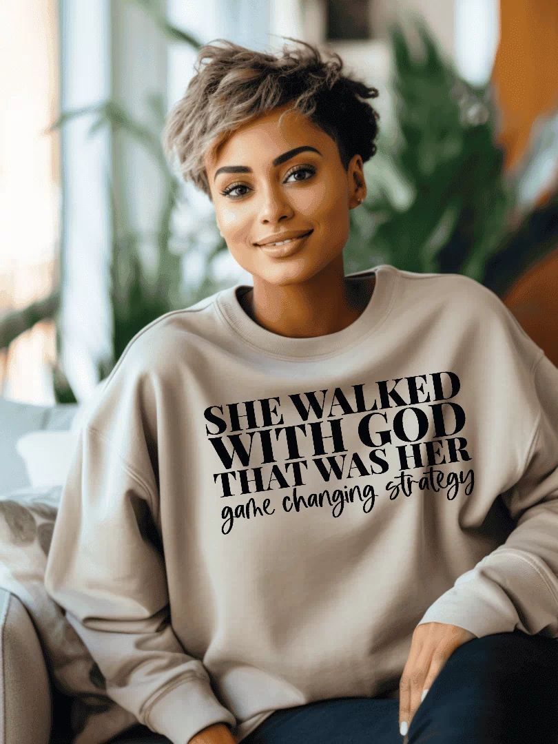 She Walked With God That Was Her Game Changing Strategy CREWNECK SWEATSHIRT  (UNISEX) It Clothing Wear LLC