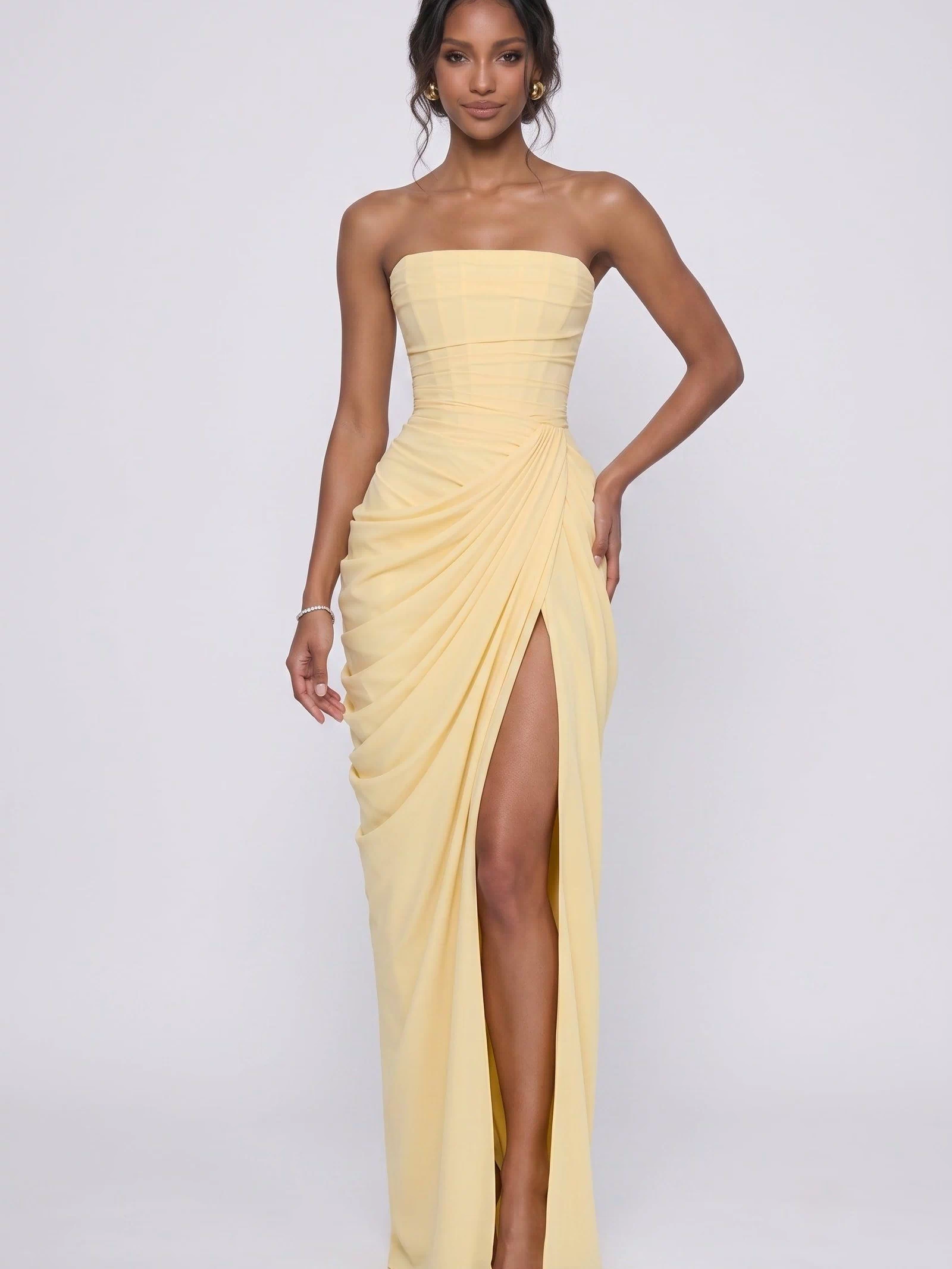 Sheath-Column Maxi Stretch Chiffon Wedding Guest Dress CG0339