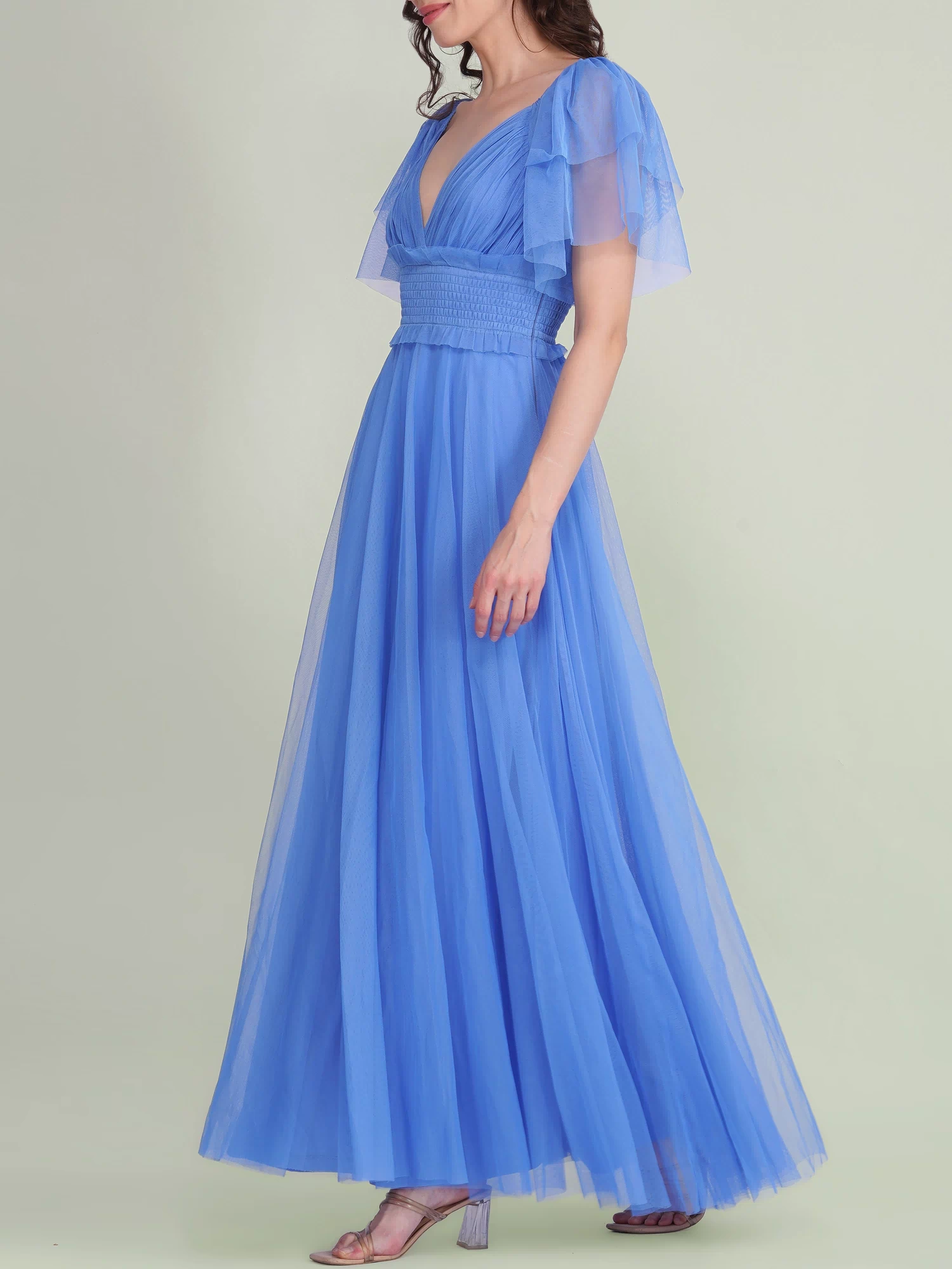 Shelby Tulle Maxi Dress in Marina Blue