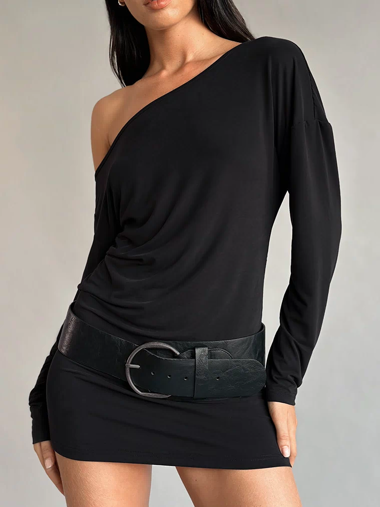 Image of Shelisa Slouchy Mini Dress in Black