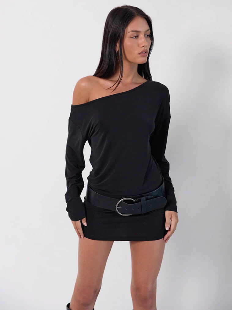 Image of Shelisa Slouchy Mini Dress in Black