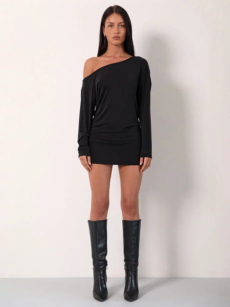 Image of Shelisa Slouchy Mini Dress in Black