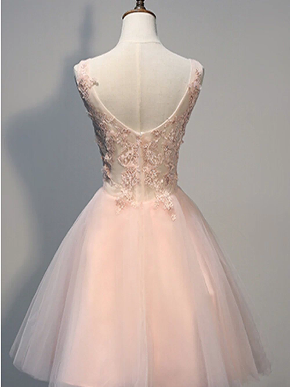 Short Open Back Pearl Pink Homecoming Dresses With Appliques PG030 - Pgmdress