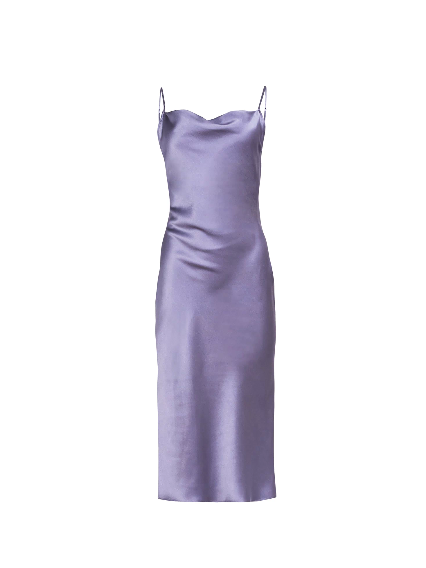 Silk Cowl Slip Dress-lavender smoke