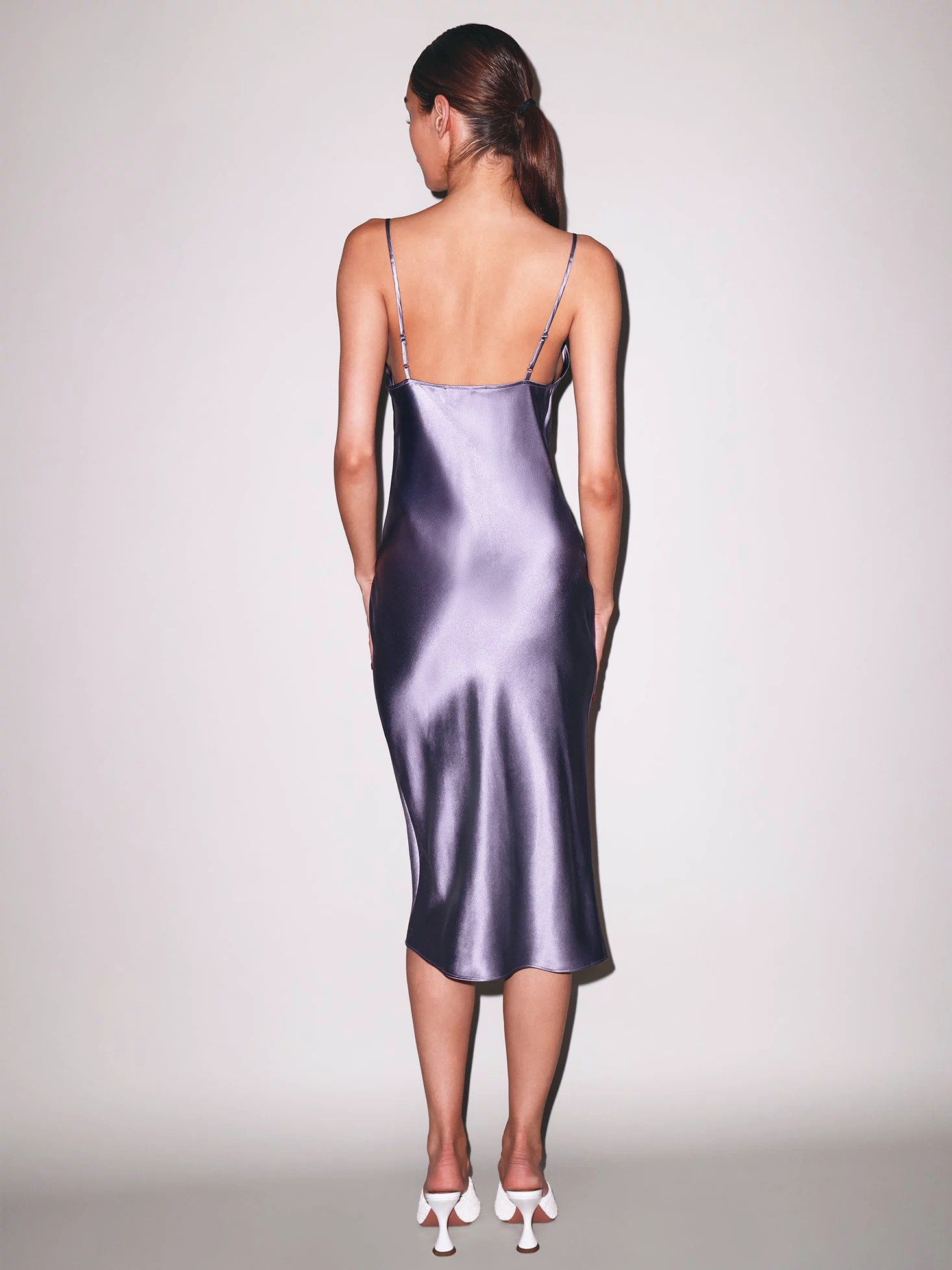 Silk Cowl Slip Dress-lavender smoke