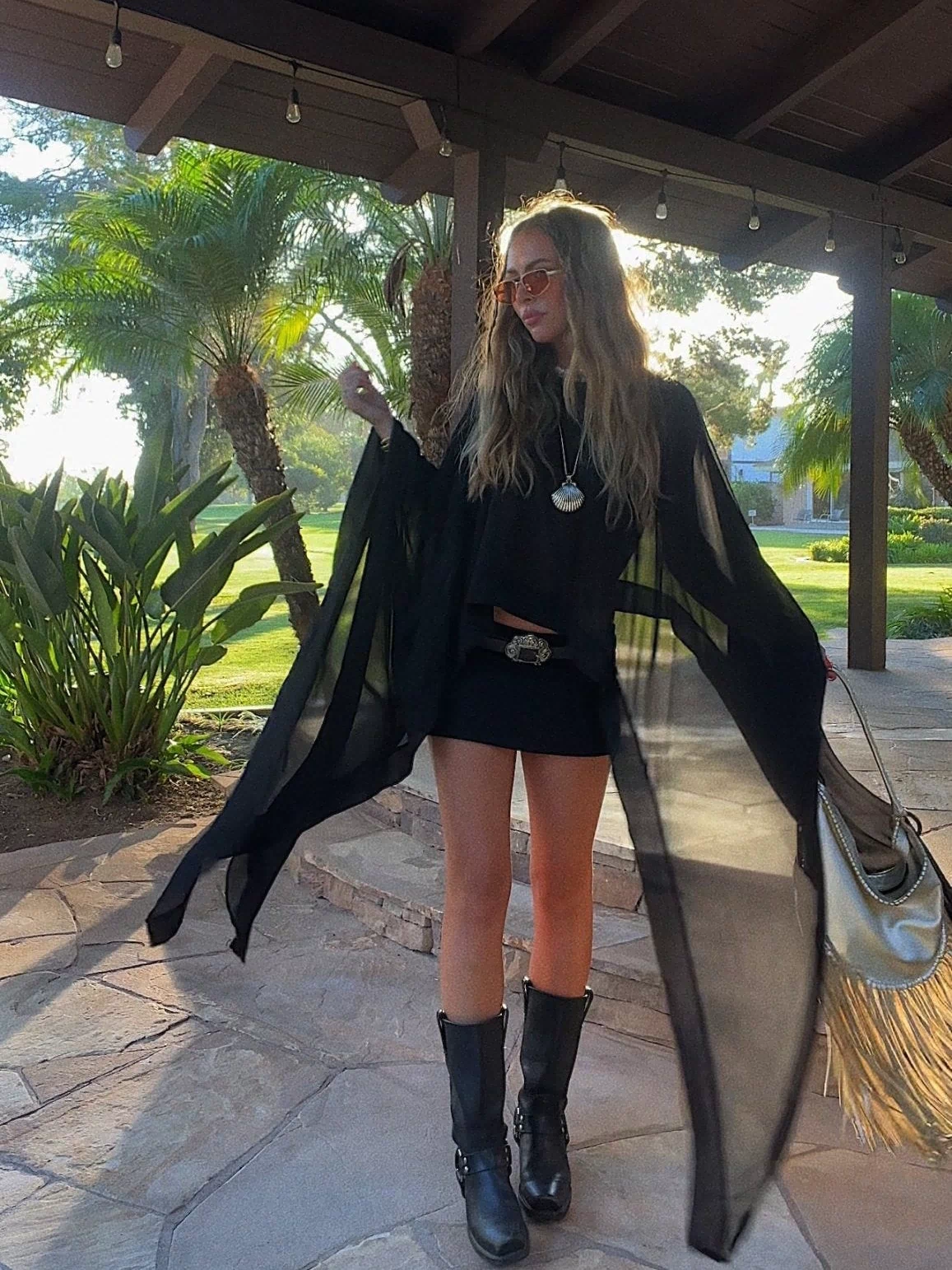 Silver Springs Sheer Top in Black