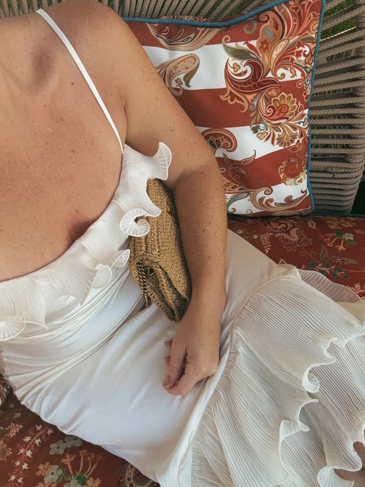 Sloane Cream Ruffle Midi Dress