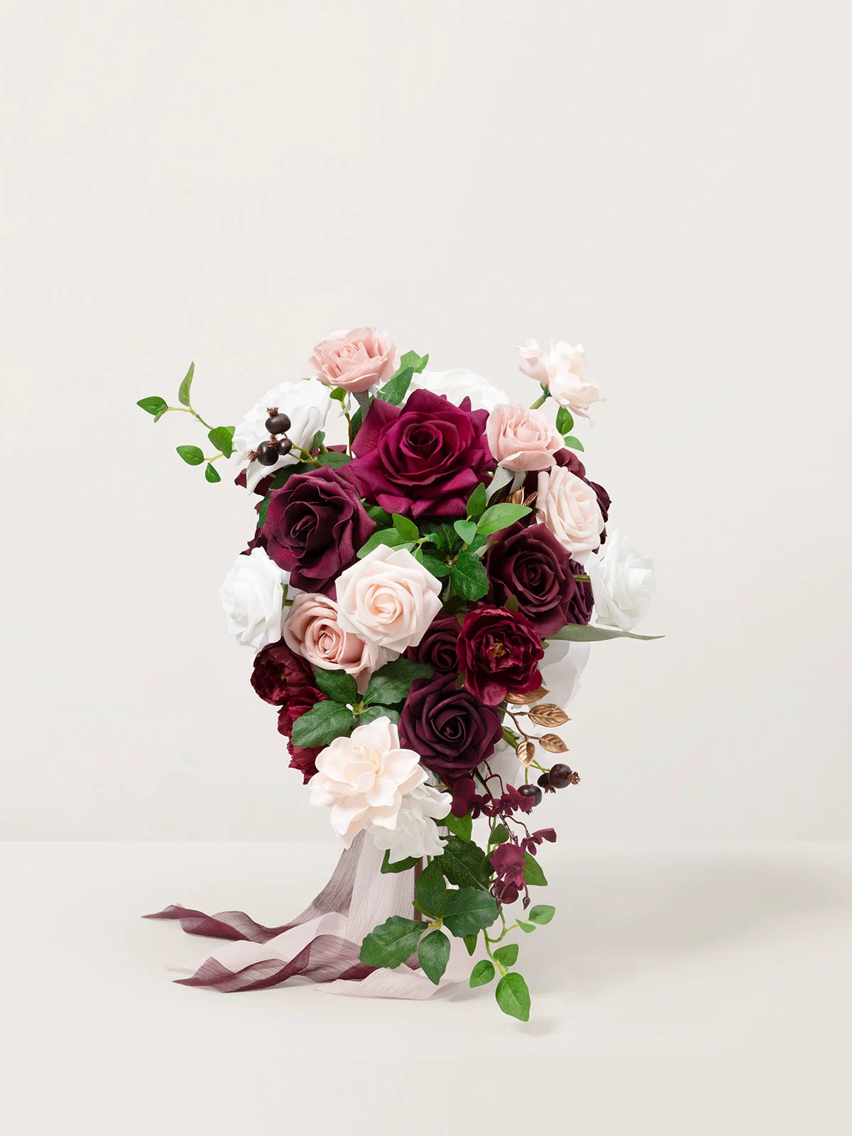 Small Cascade Bridal Bouquet in Marsala & Cream