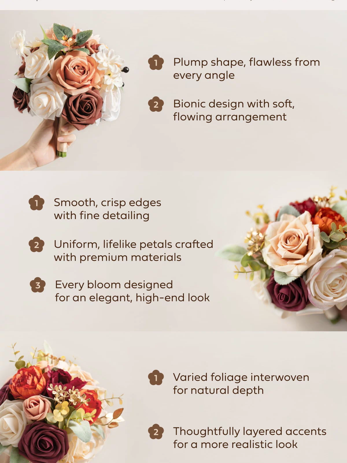Bridesmaid Bouquet in Romantic Marsala - Image 3