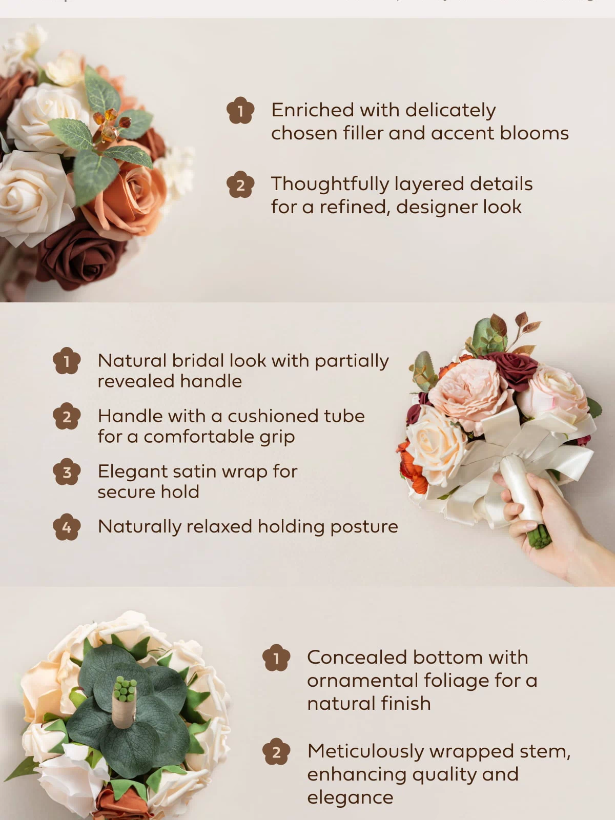 Bridesmaid Bouquet in Romantic Marsala - Image 4