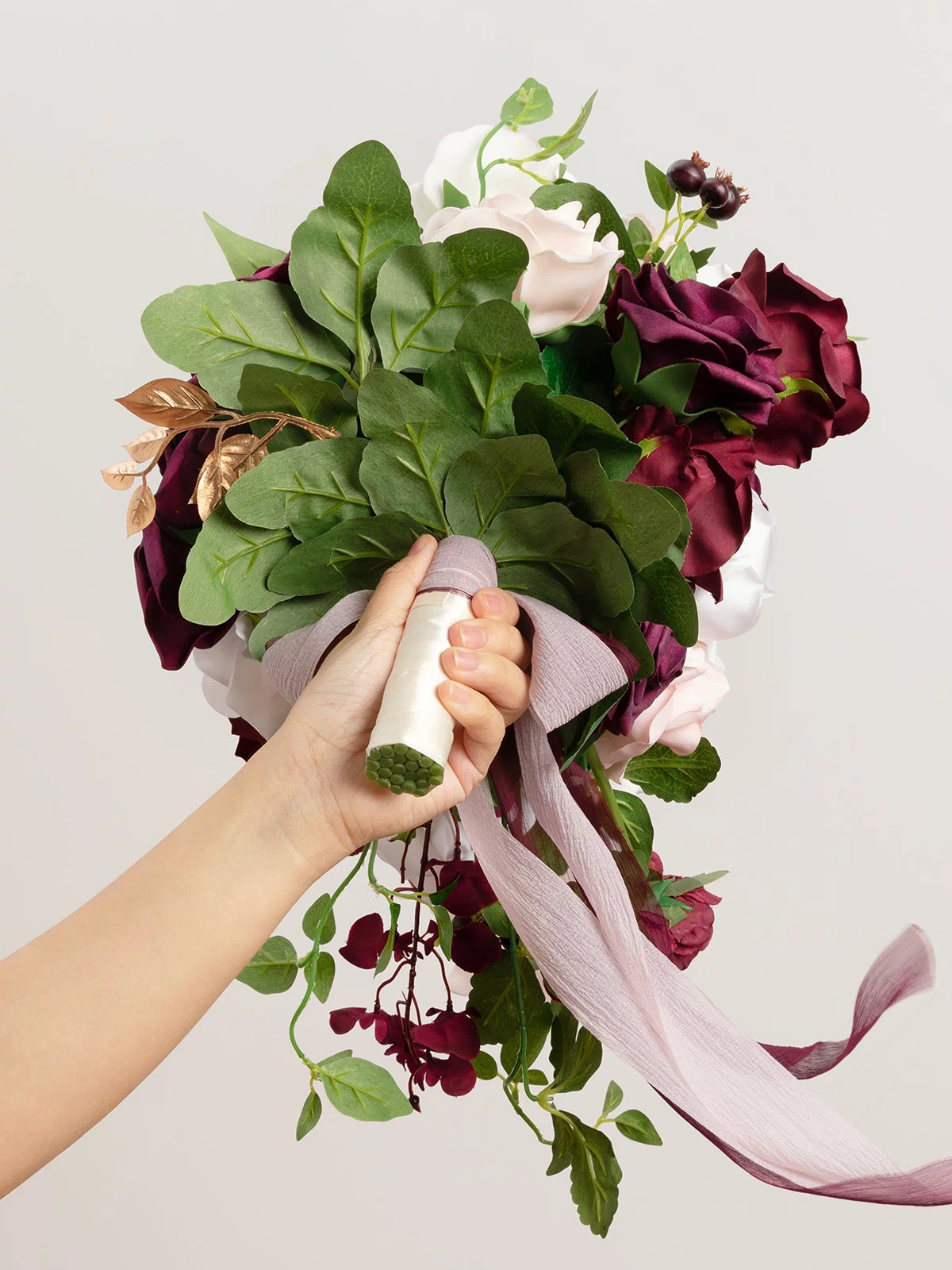 Small Cascade Bridal Bouquet in Marsala & Cream?Clearance - Image 6
