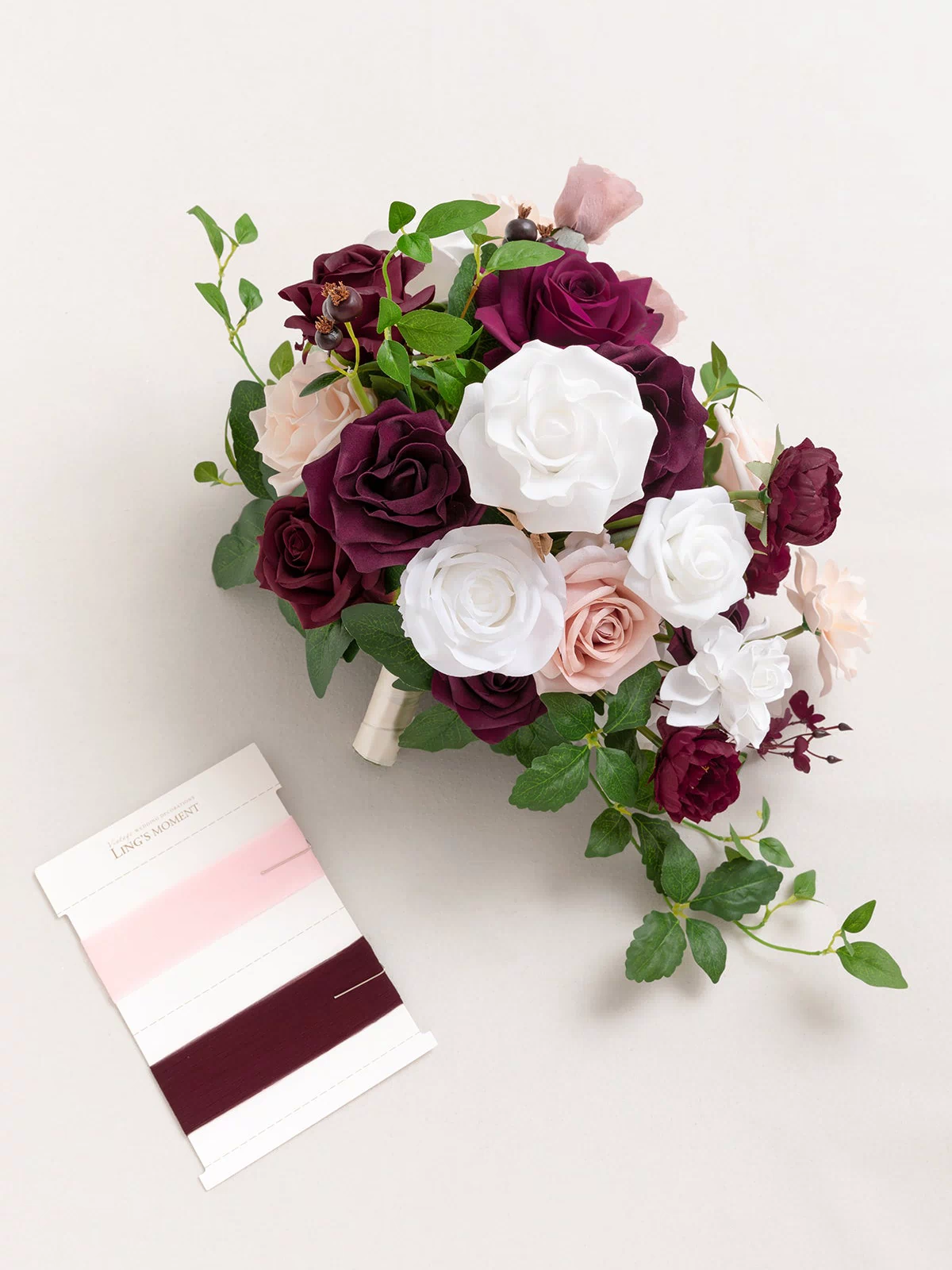 Small Cascade Bridal Bouquet in Marsala & Cream?Clearance - Image 7