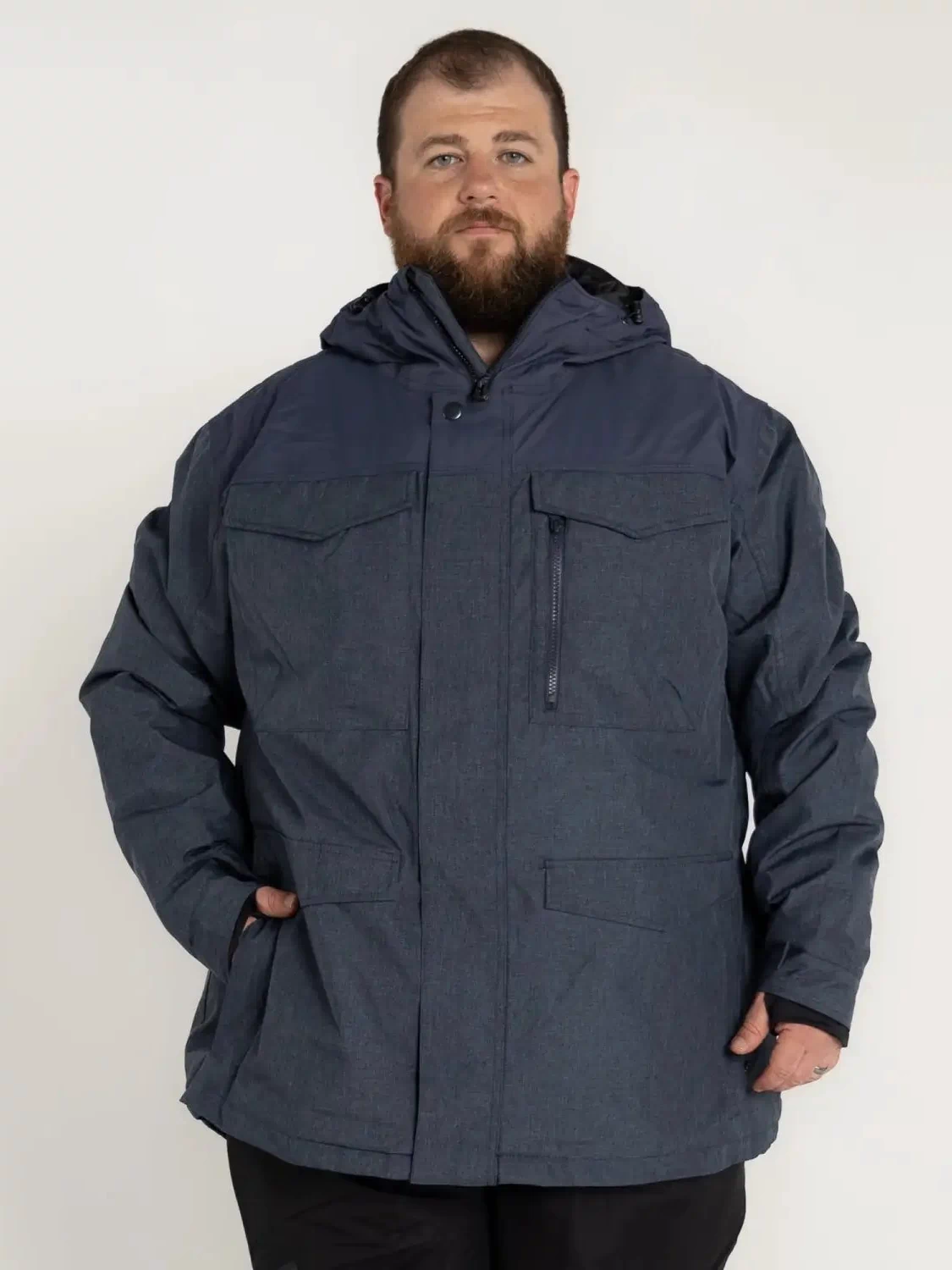 Blue hooded parka from Snow Country Outerwear men’s big sizes winter insulated coat