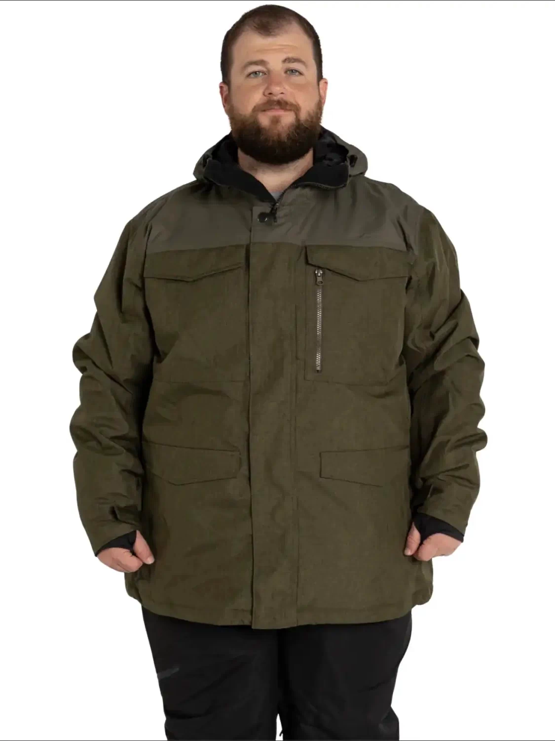 Olive green hooded parka from Snow Country Outerwear Men’s big sizes winter insulated coat
