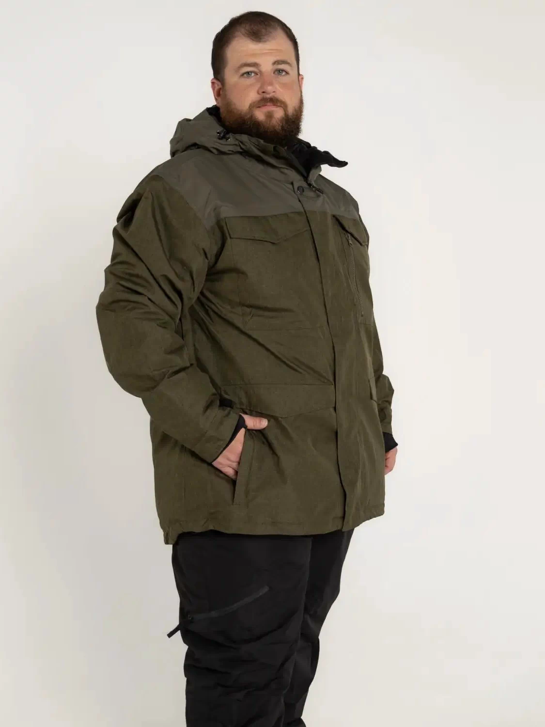Olive green hooded parka from Snow Country Outerwear for men in big sizes 2XL to 7XL