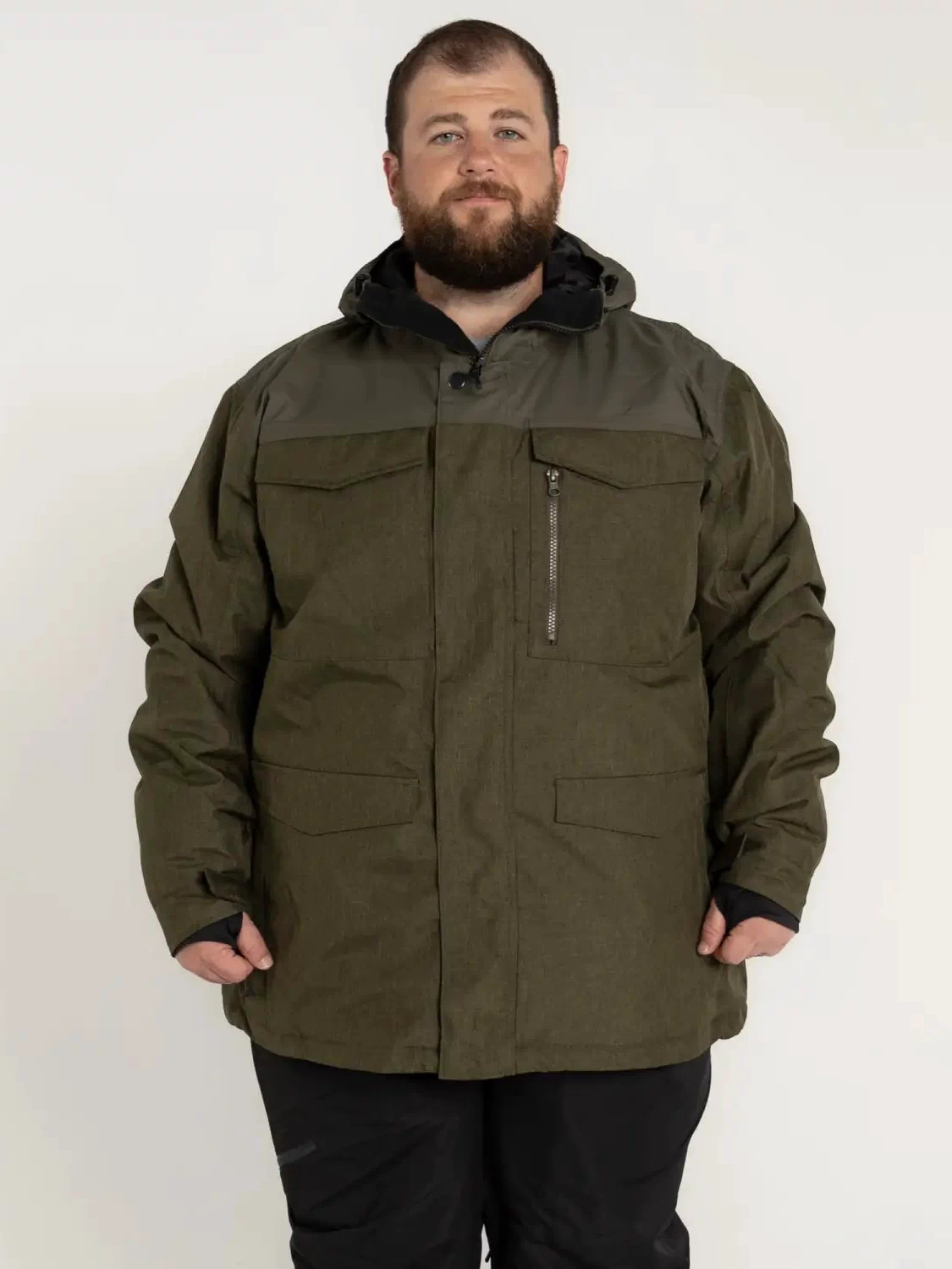 Olive green hooded parka from Snow Country Outerwear in men’s big sizes 2XL to 7XL