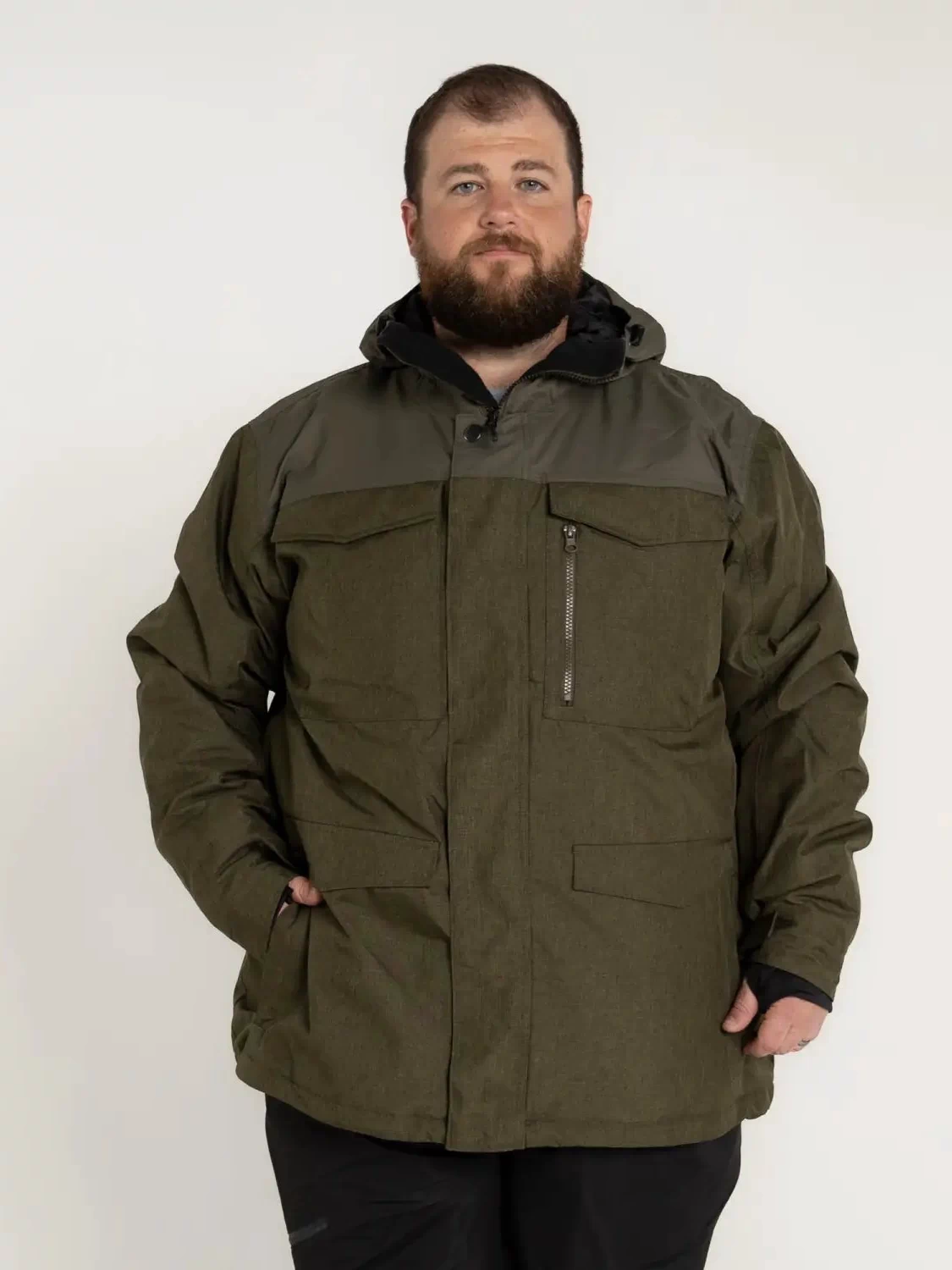 Olive green hooded parka from Snow Country Outerwear in plus sizes 2XL to 7XL winter coat