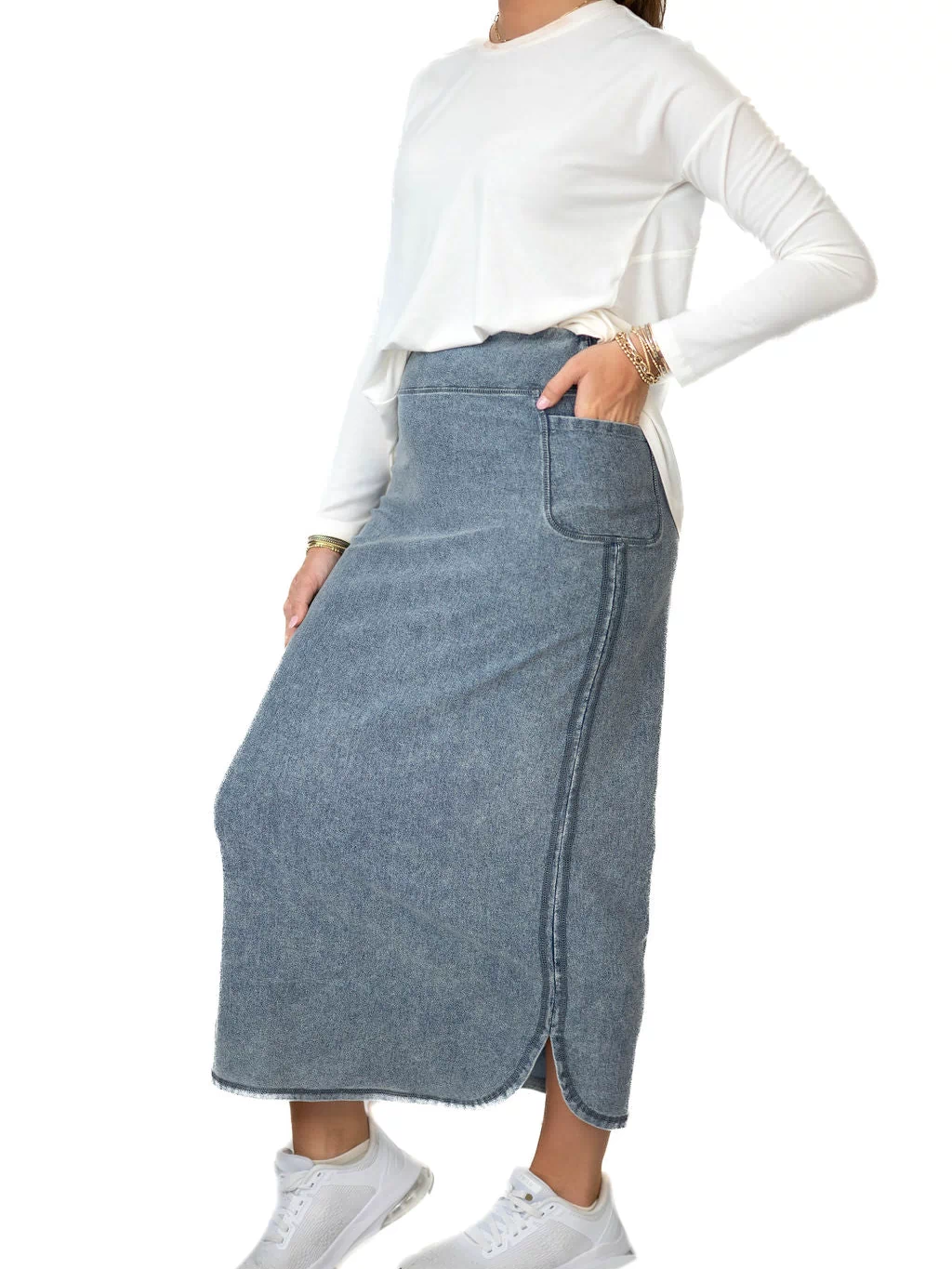 Flex Denim Maxi Skirt