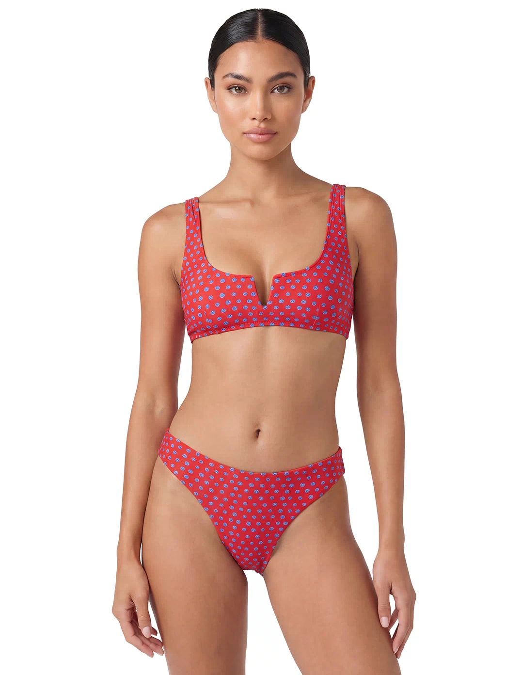 Sporti red bikini bottoms designed for active recreation, featuring a stylish pattern and comfortable fit. Ideal for swimming and beach activities, this bikini bottom combines fashion with functionality.