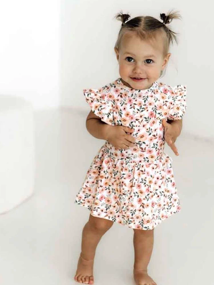 Spring Floral Short Sleeve Organic Dress