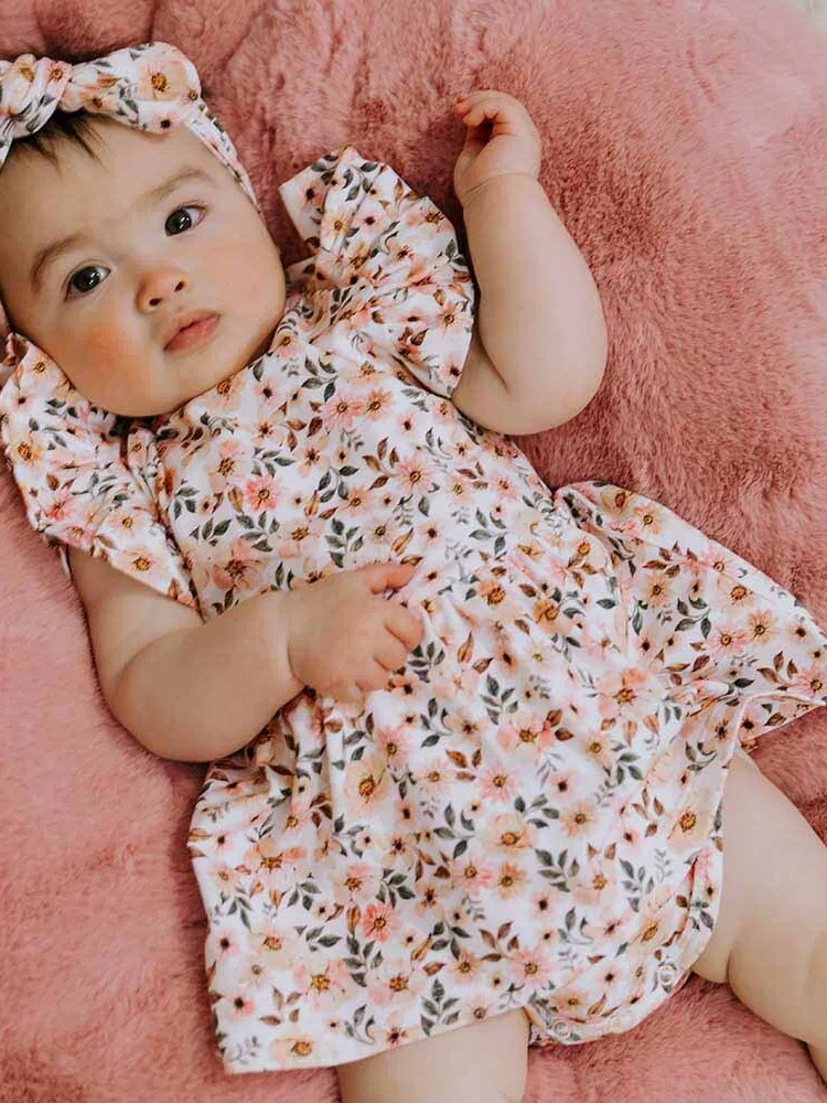 Short Sleeve Dress - Spring Floral Organic Dress