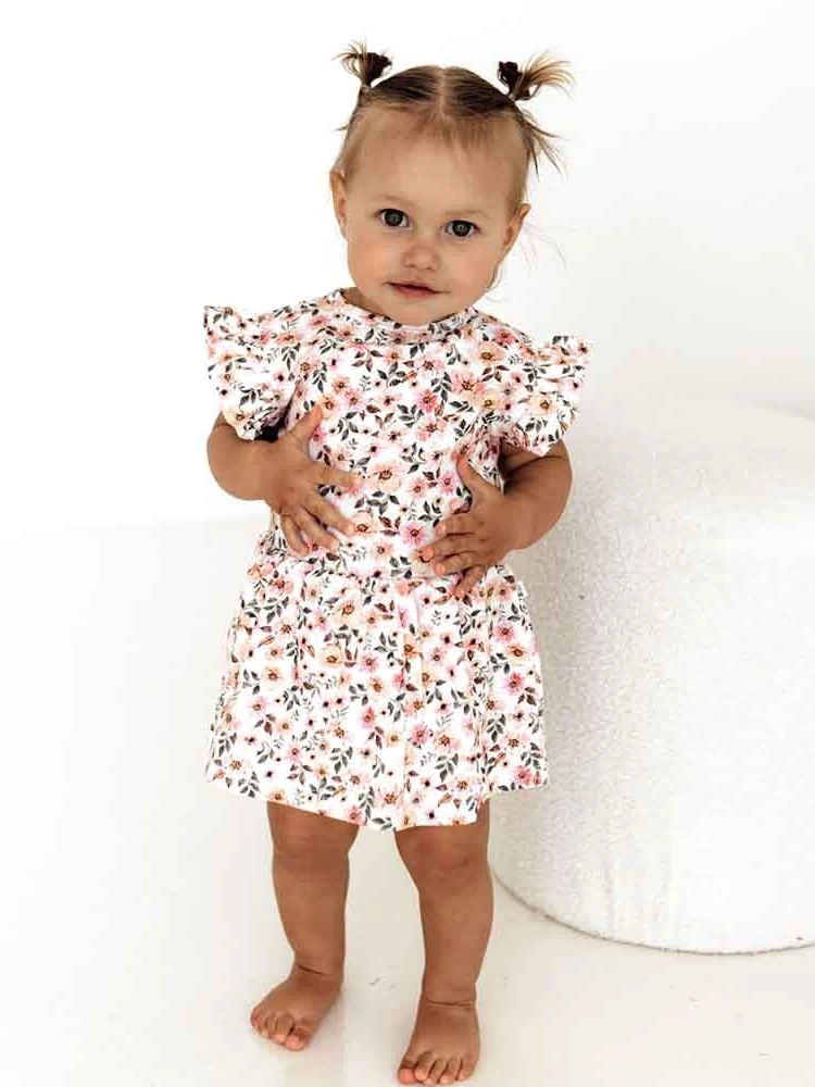 Short Sleeve Dress - Spring Floral Organic Dress