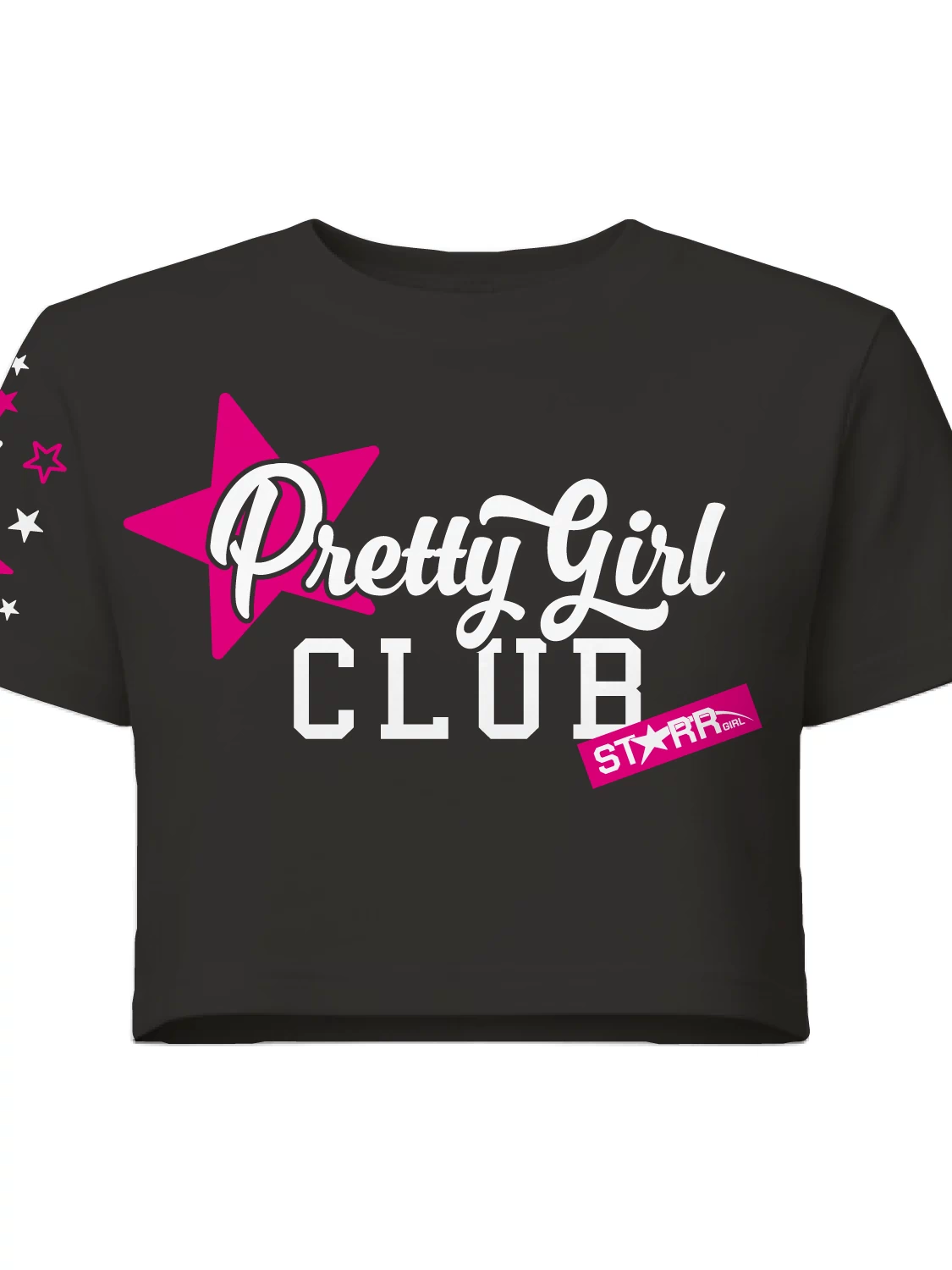 Starr Girl Pretty Girl Club Short Sleeve Crop Top- Black/Pink