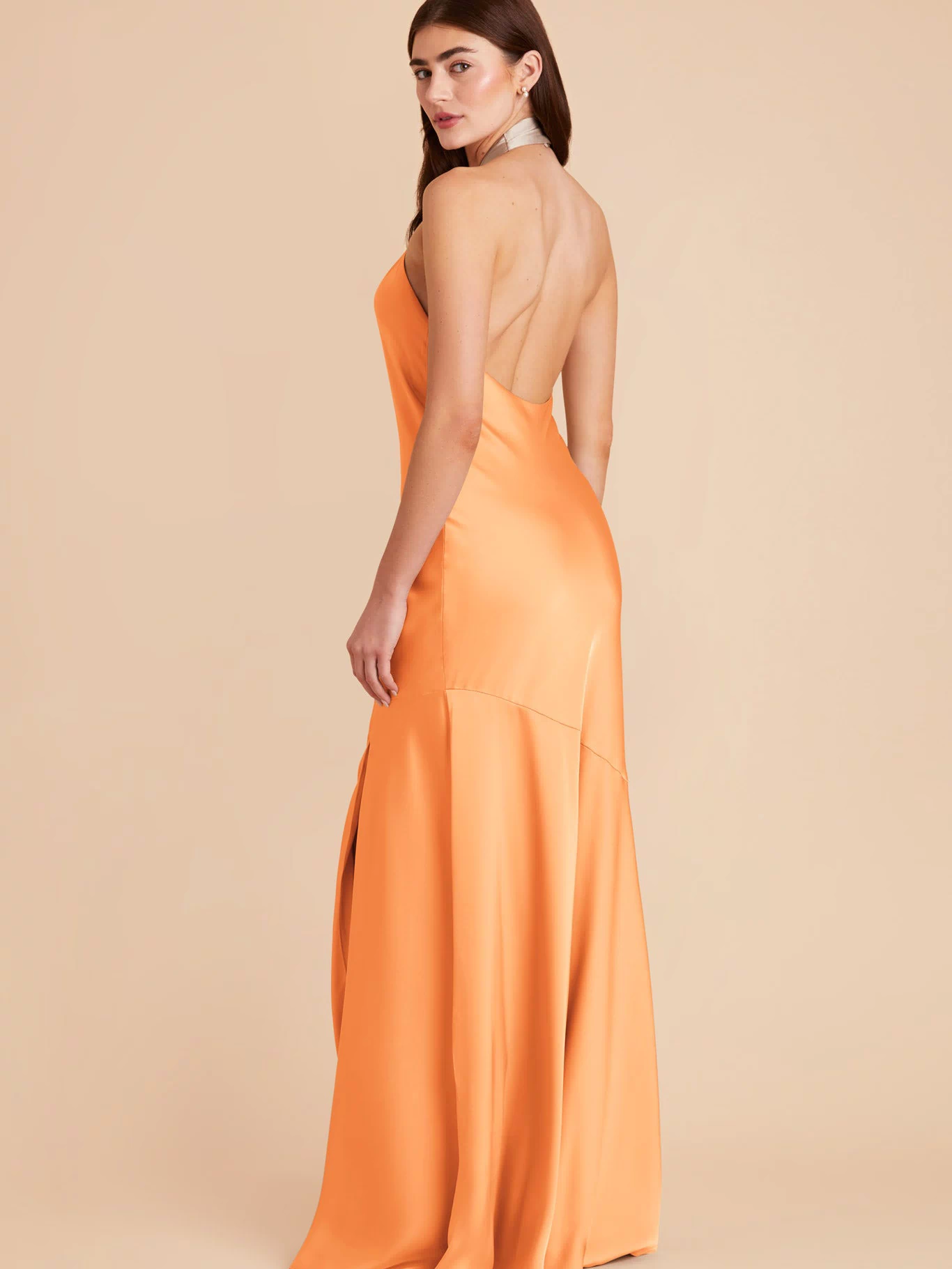 Apricot Stephanie Matte Satin Dress by Birdy Grey