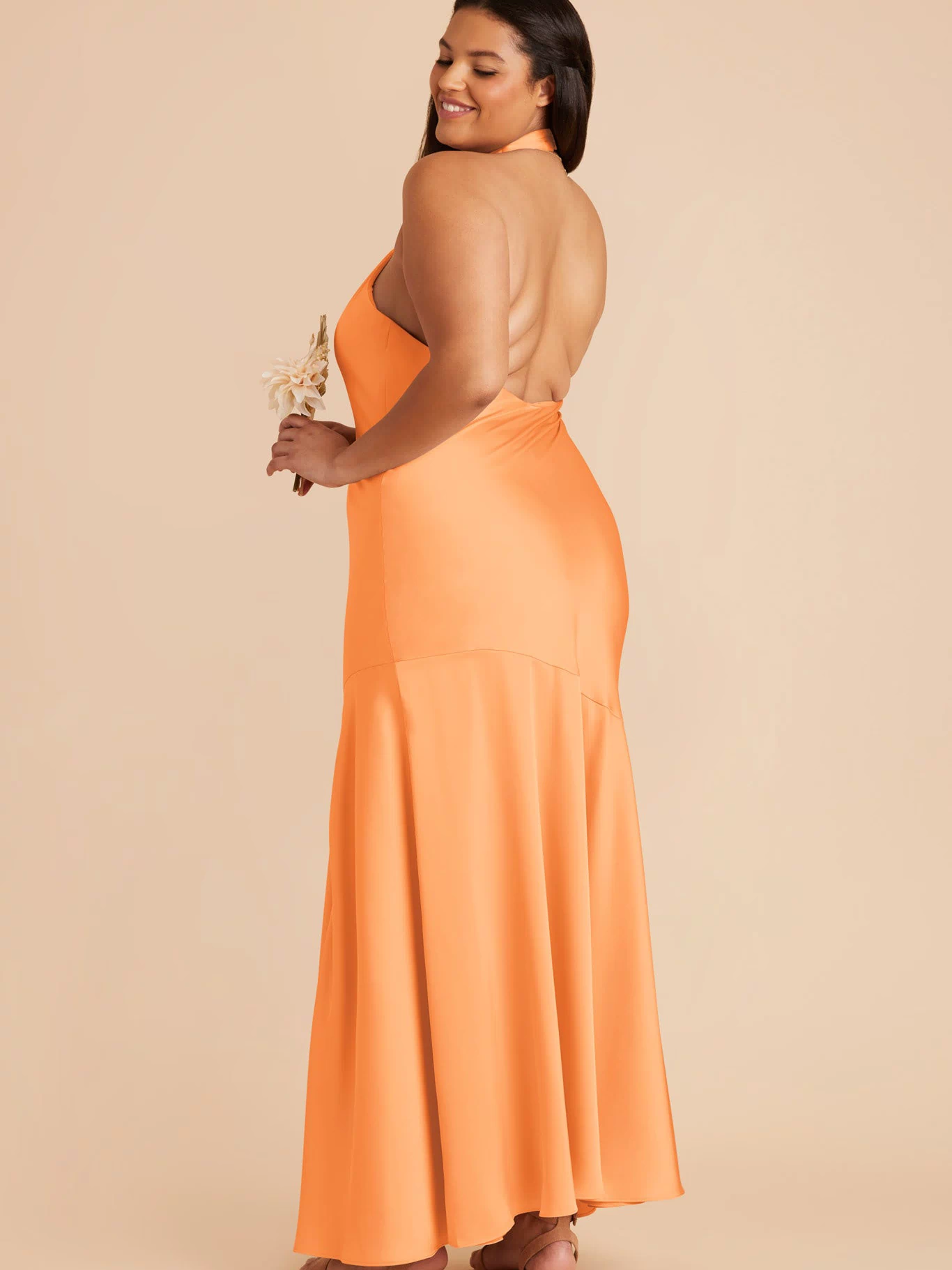 Apricot Stephanie Matte Satin Dress by Birdy Grey