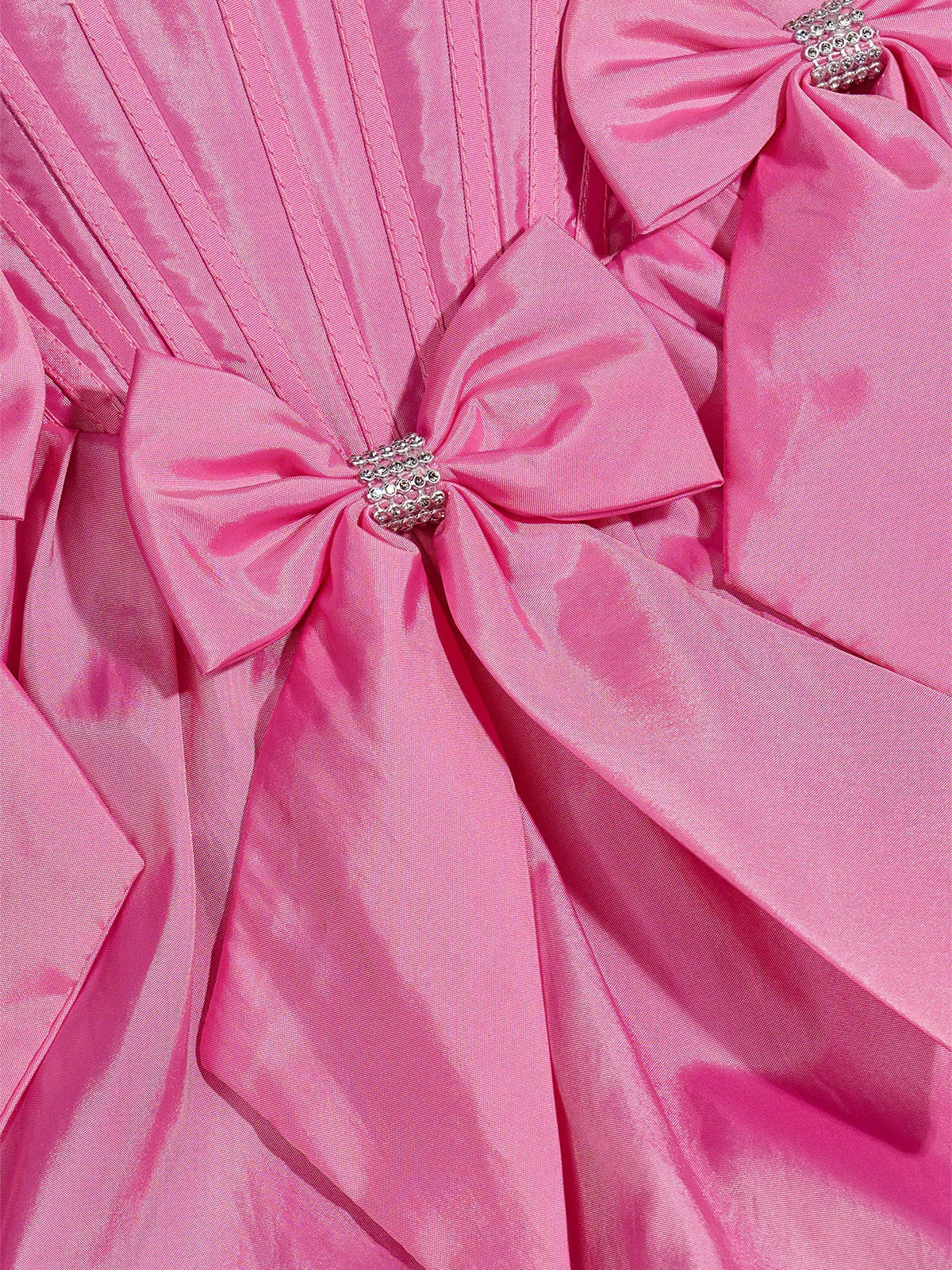 Pink Strapless Beaded Short Homecoming Dress with Bow - KISSPROM