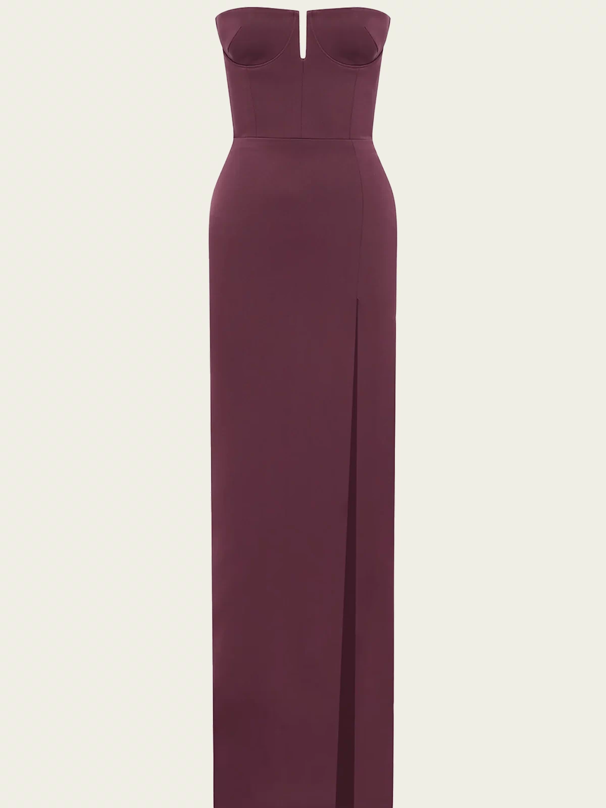 Strapless Cup Column Satin Crepe in Plum