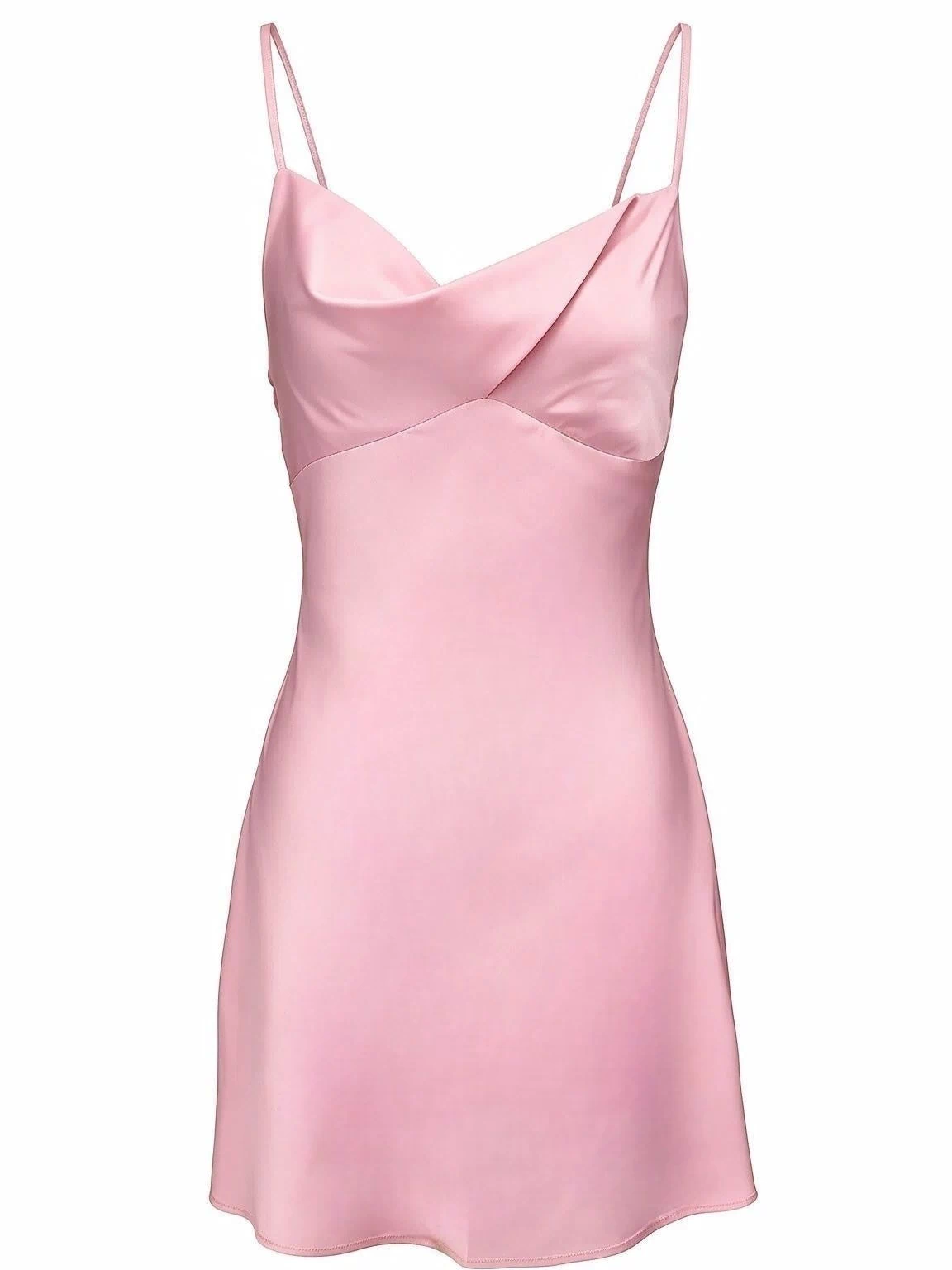 Straps Pink Twist Front A-line Short Dress