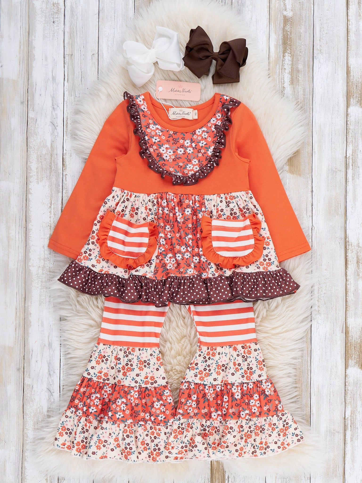 Stripe Garden Pocket Flara Bells Outfit - Marie Nicole Clothing