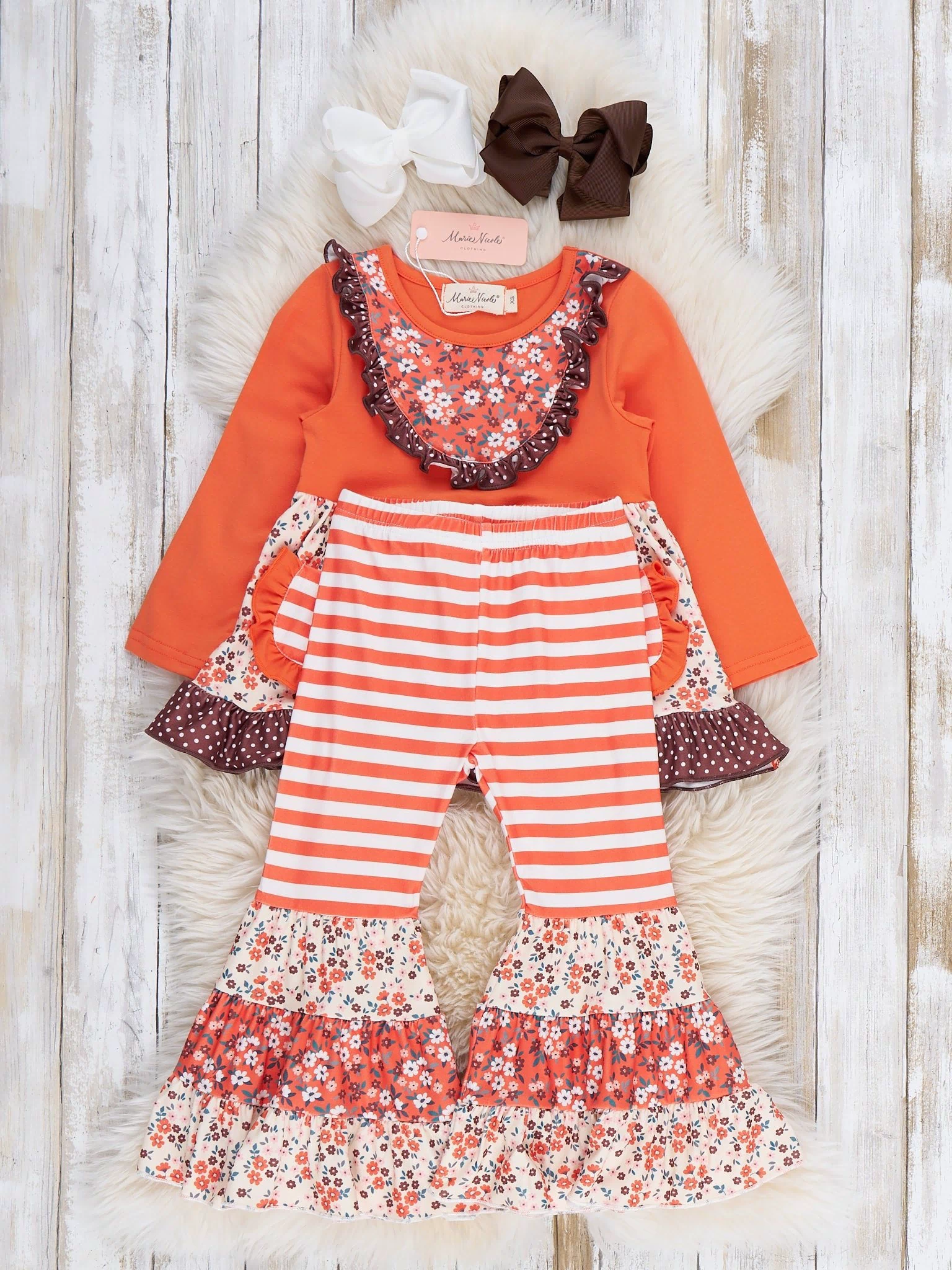 Stripe Garden Pocket Flara Bells Outfit - Marie Nicole Clothing
