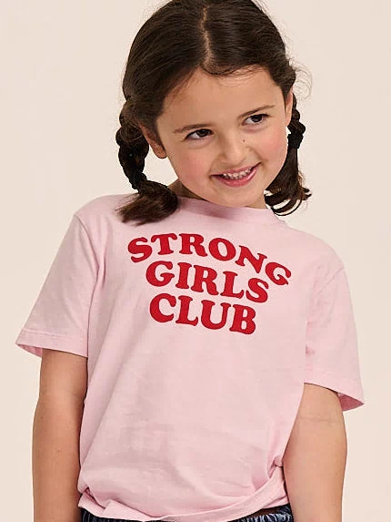 Strong Little Girls Club Slogan TShirt - Pink