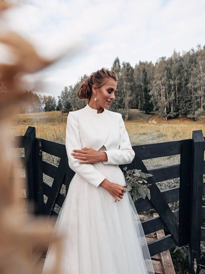 Stylish Bridal Coat with Collar - ArtPodium Studio