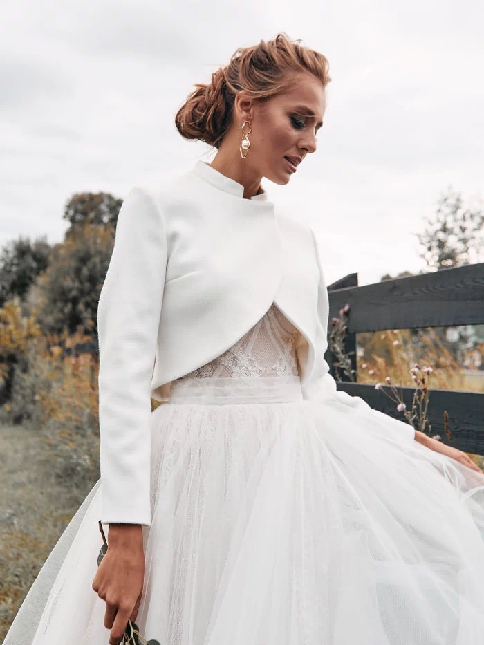 Stylish Bridal Coat with Collar - ArtPodium Studio